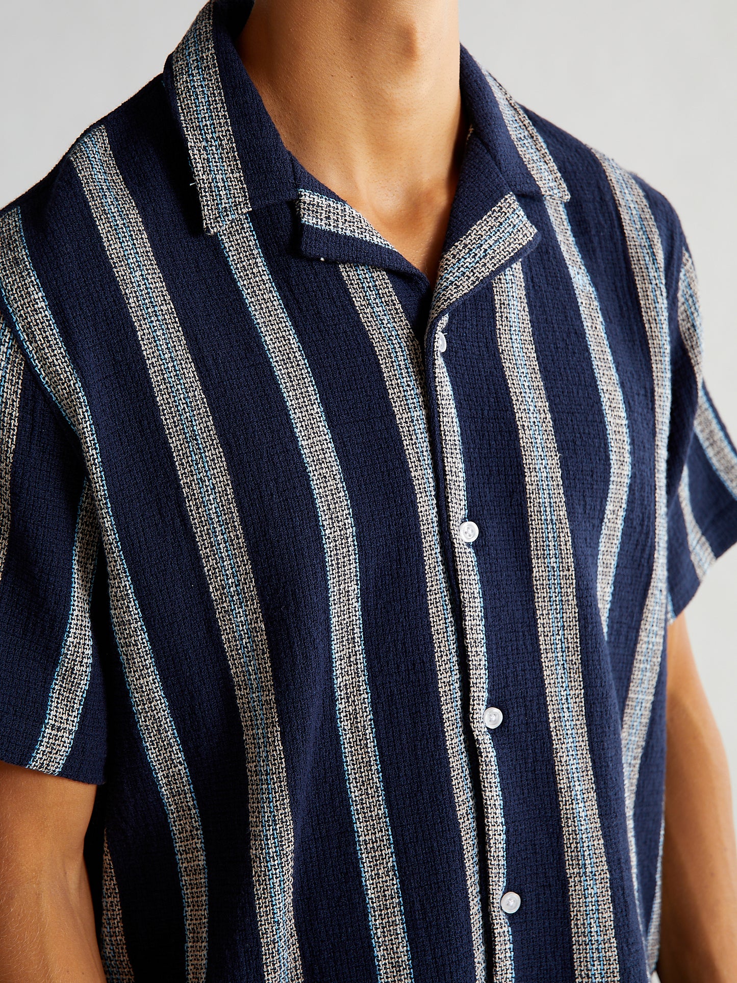 Woodbird Hale Striped Shirt Shirts Navy