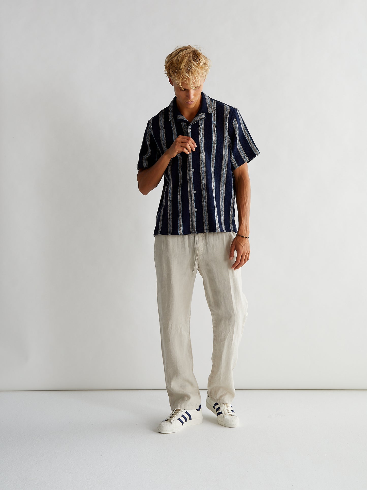 Woodbird Hale Striped Shirt Shirts Navy