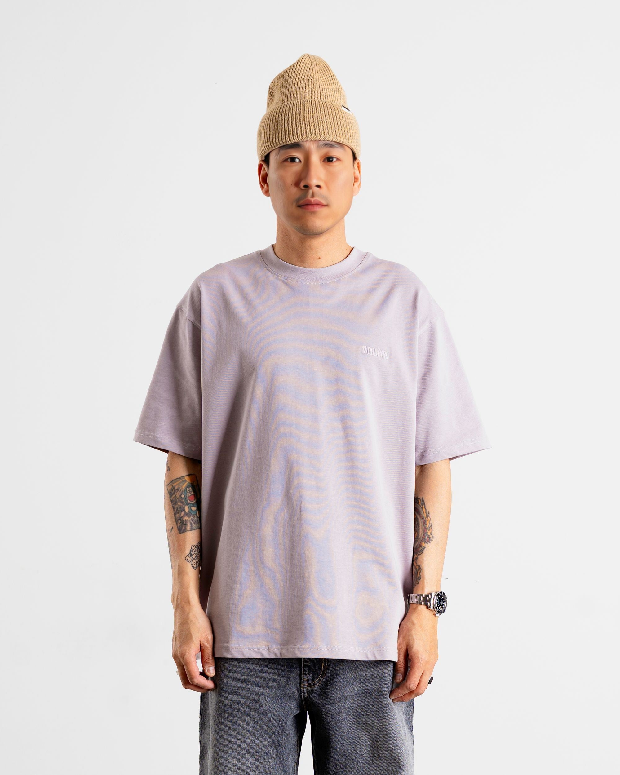 Woodbird WBBaine Base tee T-Shirts Grey-Purple