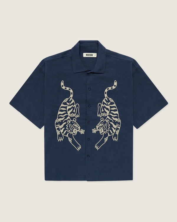 Woodbird Female WBBanks Tiger Shirt Shirts Navy