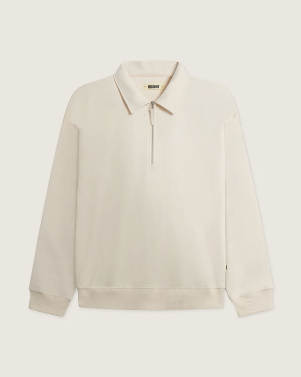 Woodbird WBTom Zip Polo Sweats Off White