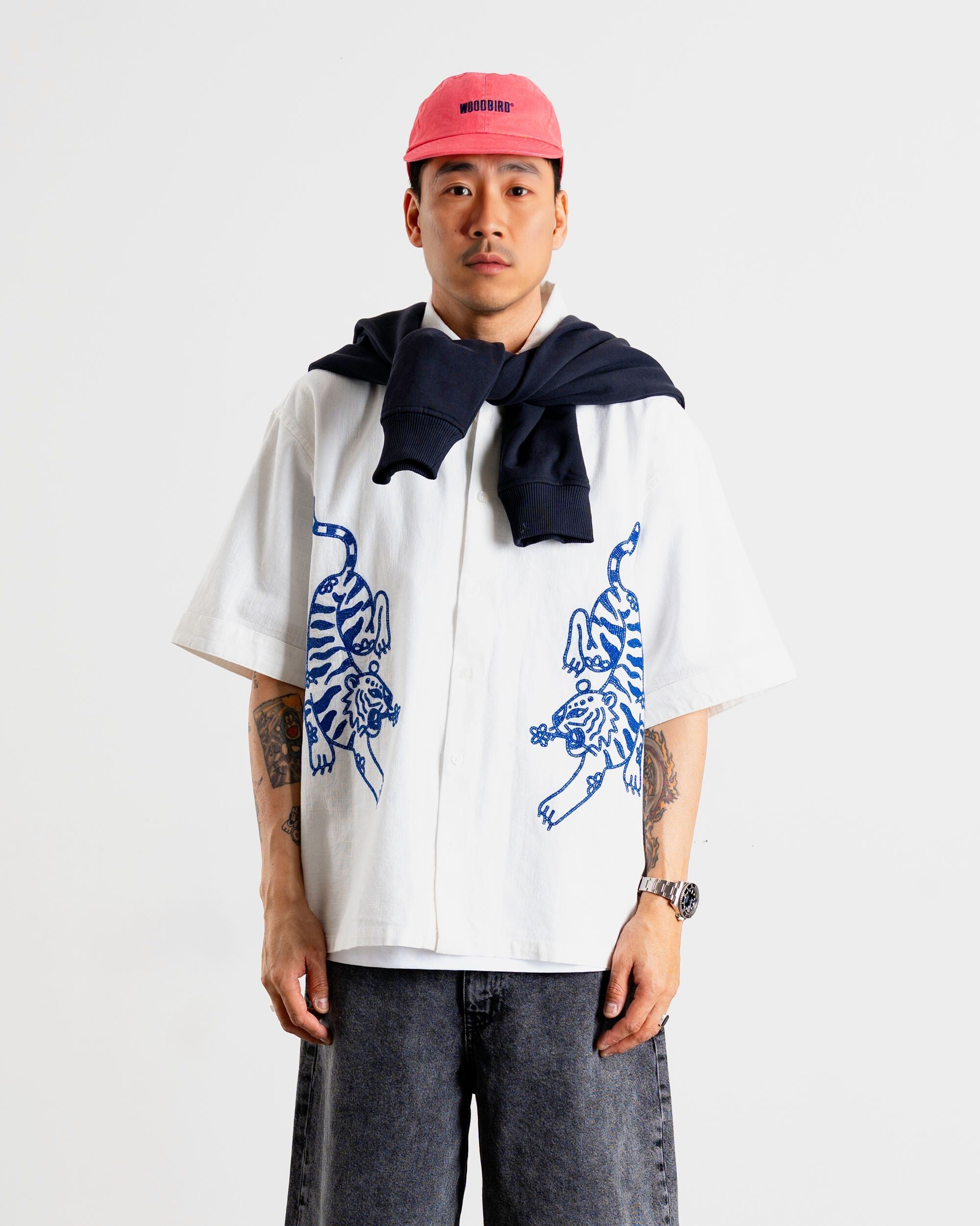 Woodbird WBWang Tiger Shirt Shirts Off White
