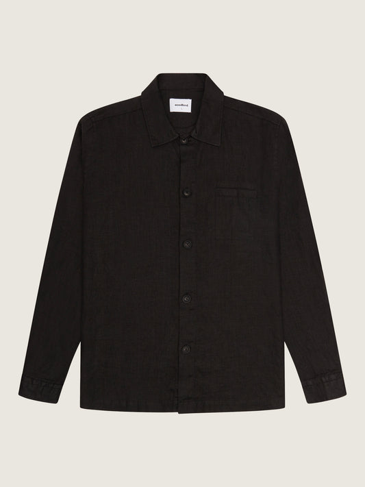 Woodbird Brenti Linen Shirt Shirts Black