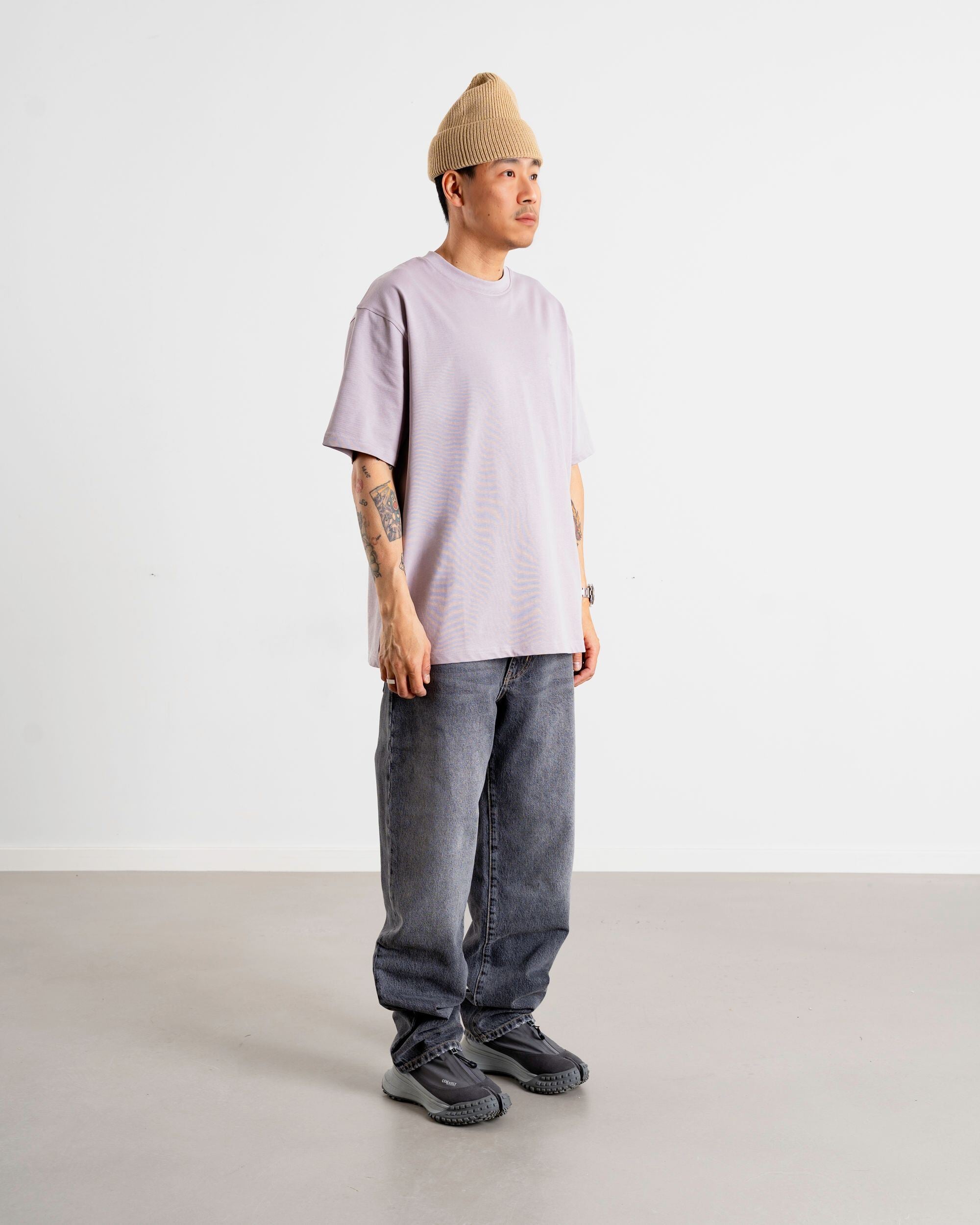Woodbird WBBaine Base tee T-Shirts Grey-Purple