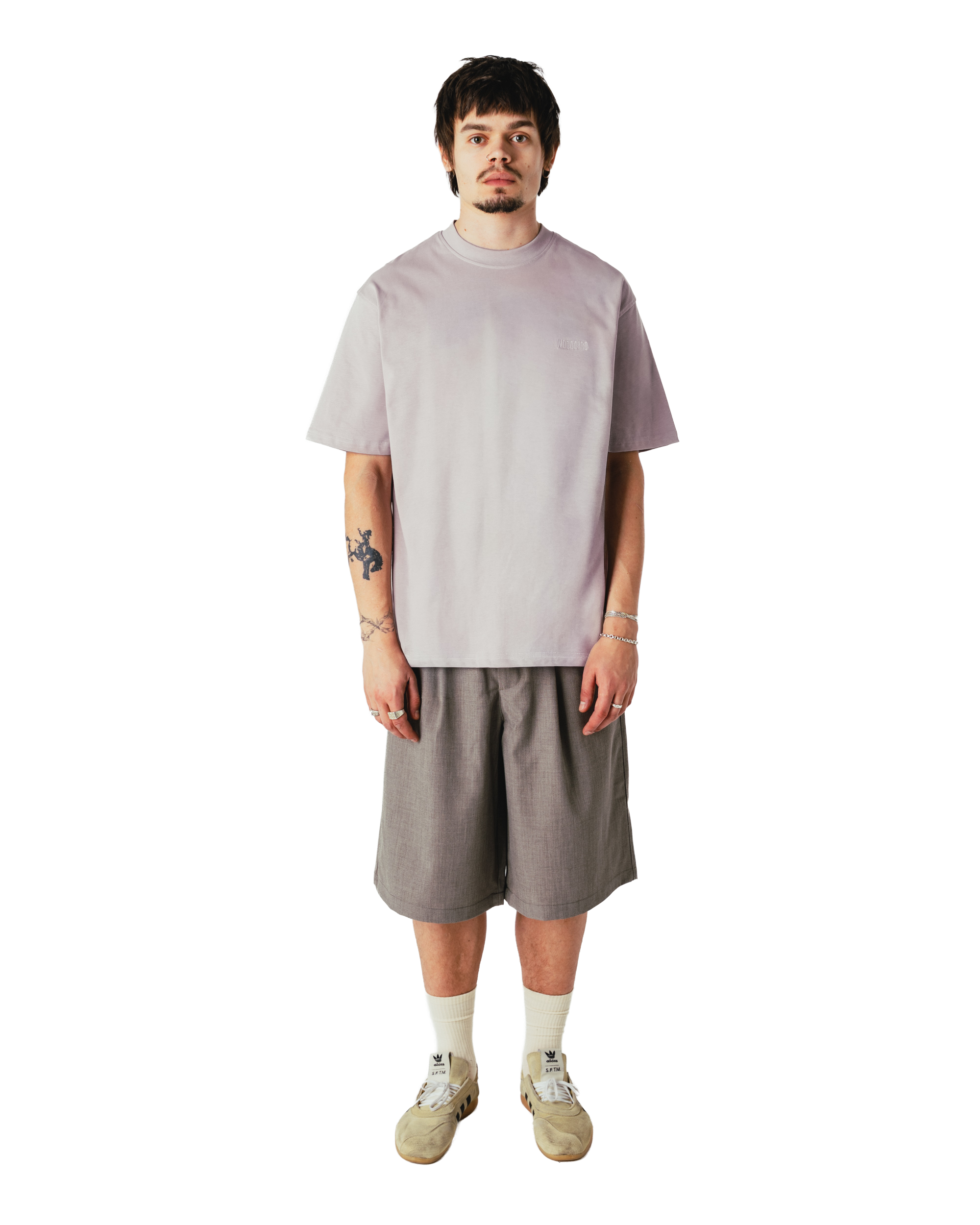 Woodbird WBBaine Base tee T-Shirts Grey-Purple