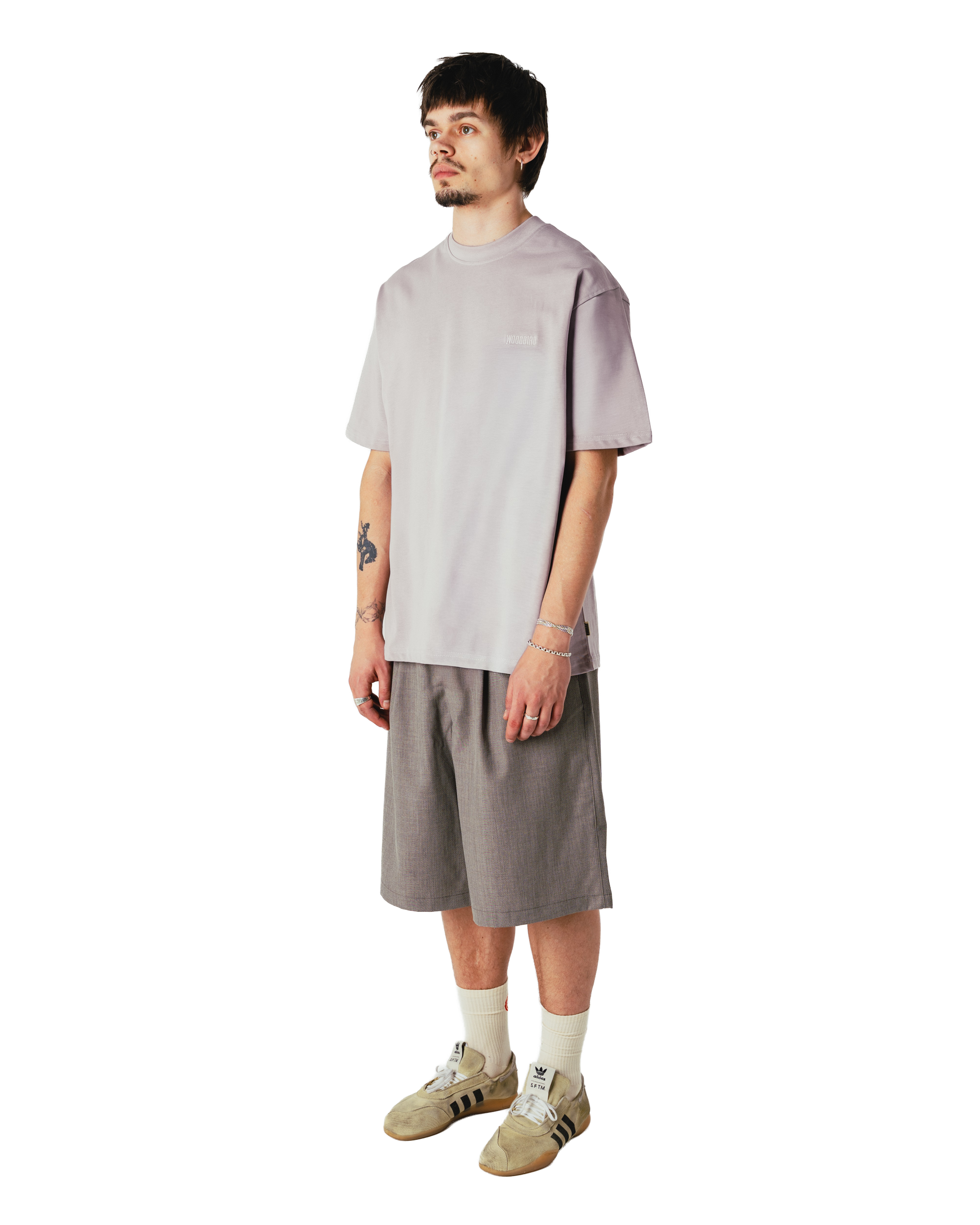 Woodbird WBBaine Base tee T-Shirts Grey-Purple