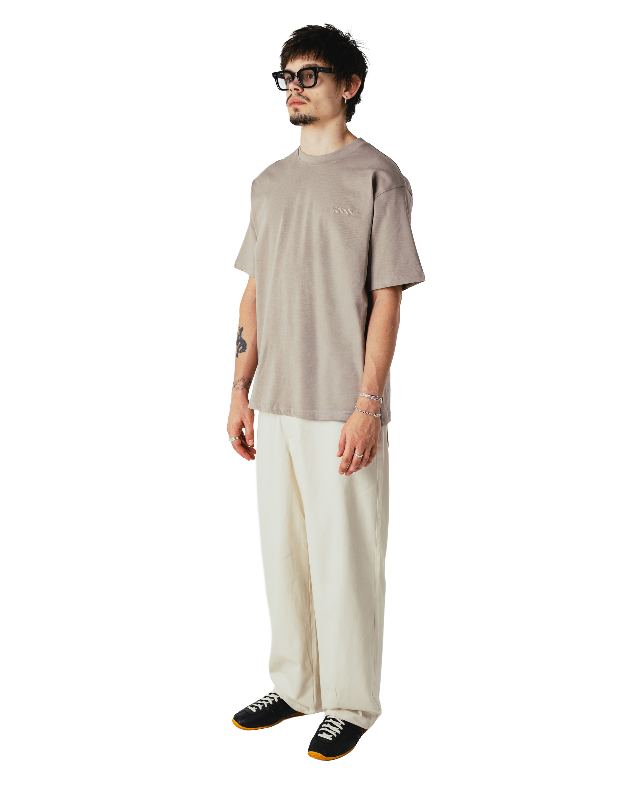 Woodbird WBBaine Base tee T-Shirts Light Grey
