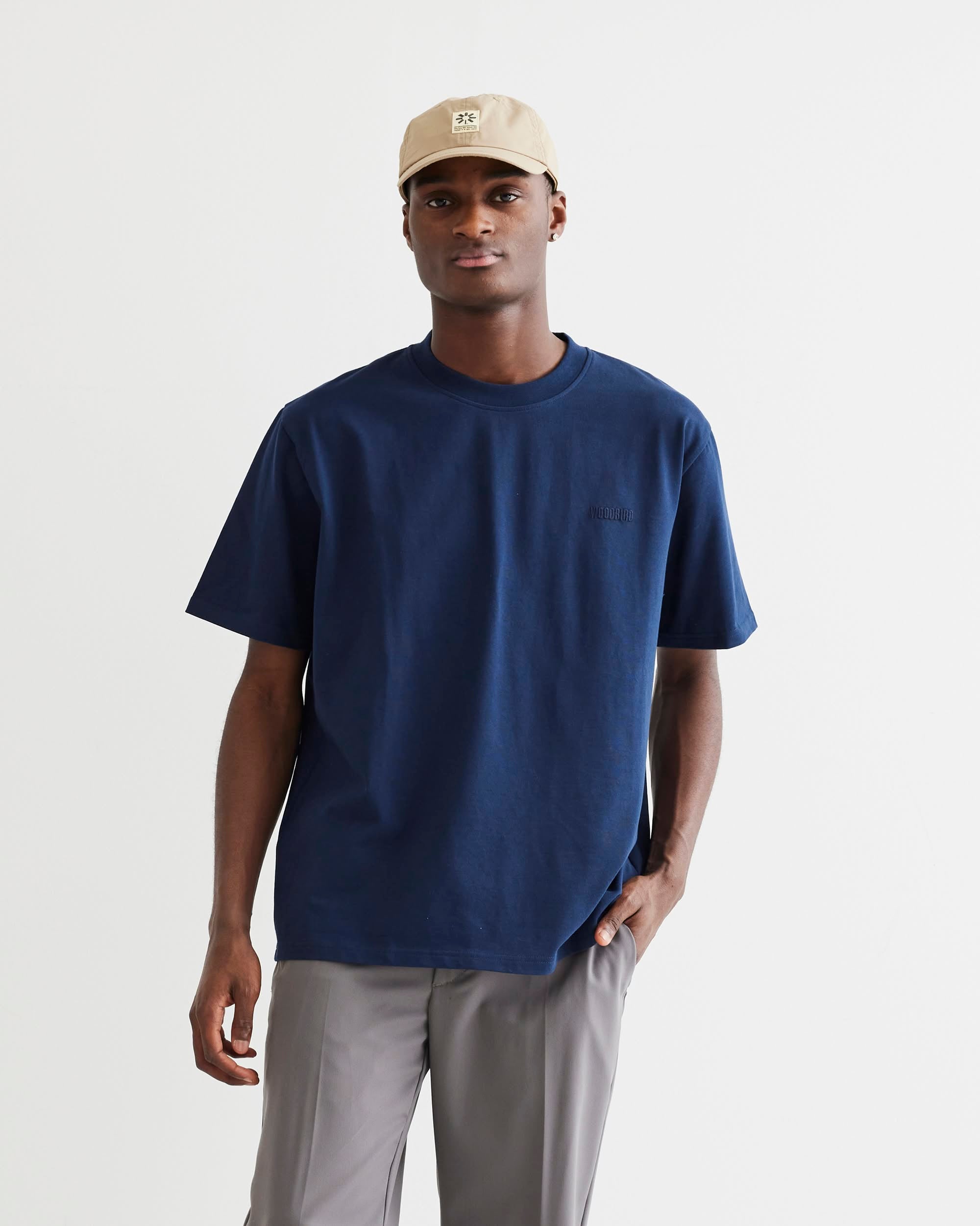 Woodbird WBBaine Base tee T-Shirts Navy