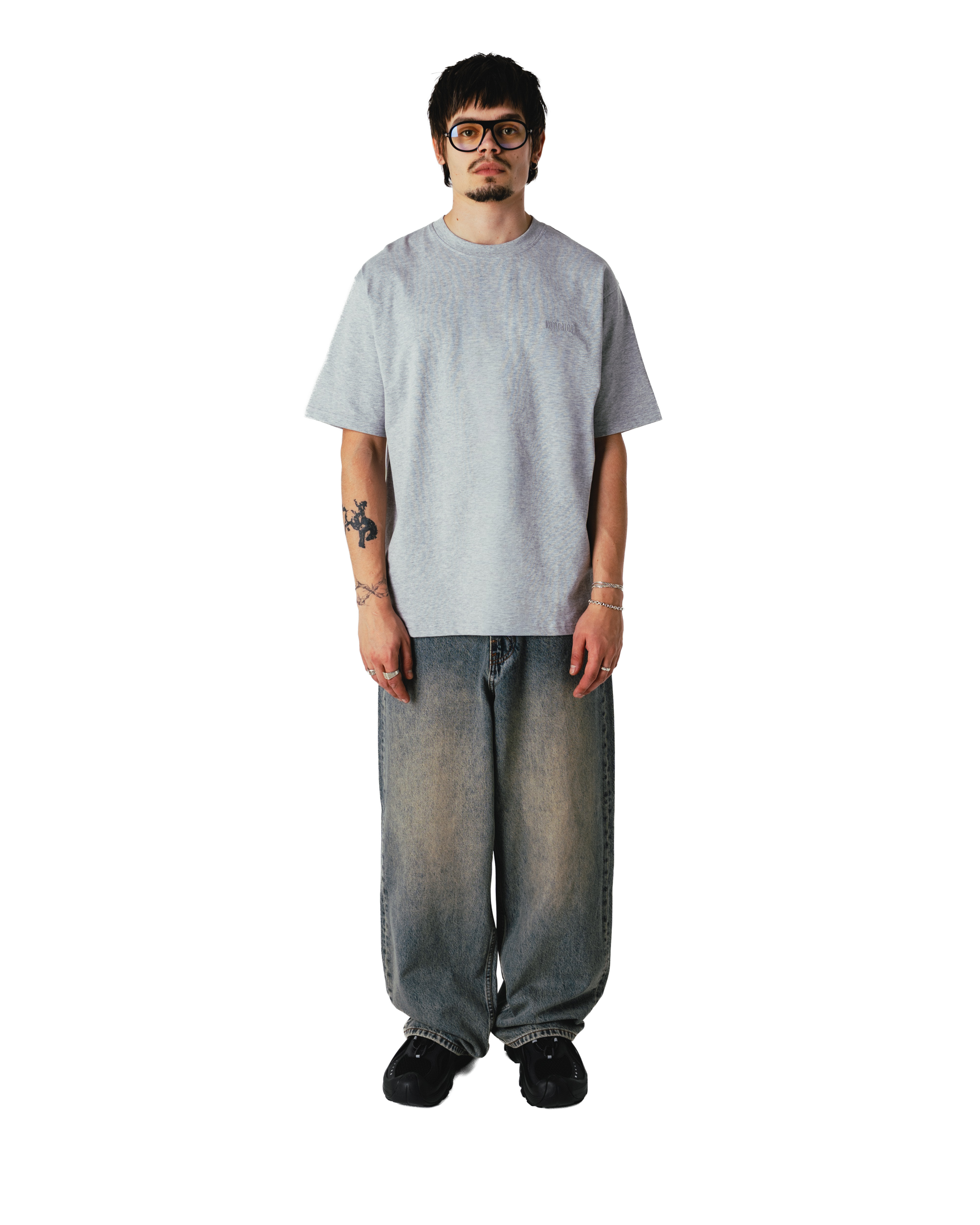 Woodbird WBBaine Base tee T-Shirts Snow Melange