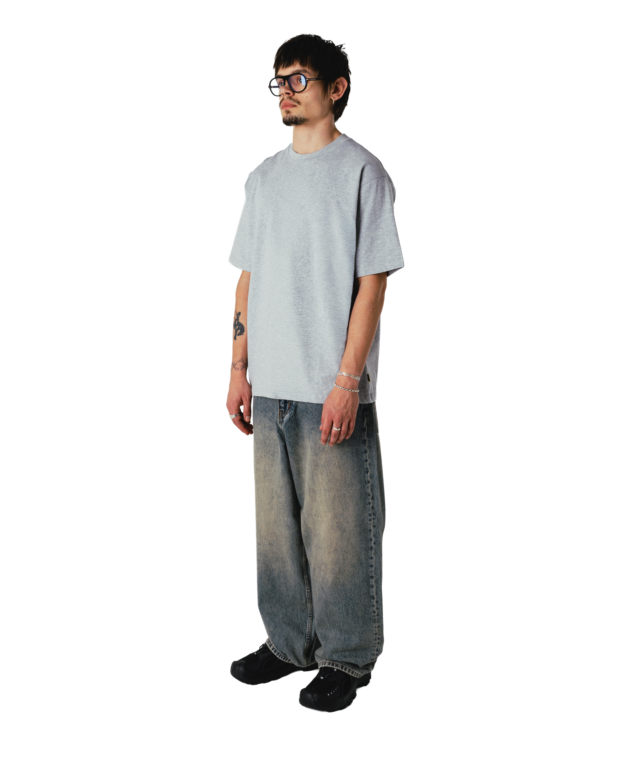 Woodbird WBBaine Base tee T-Shirts Snow Melange