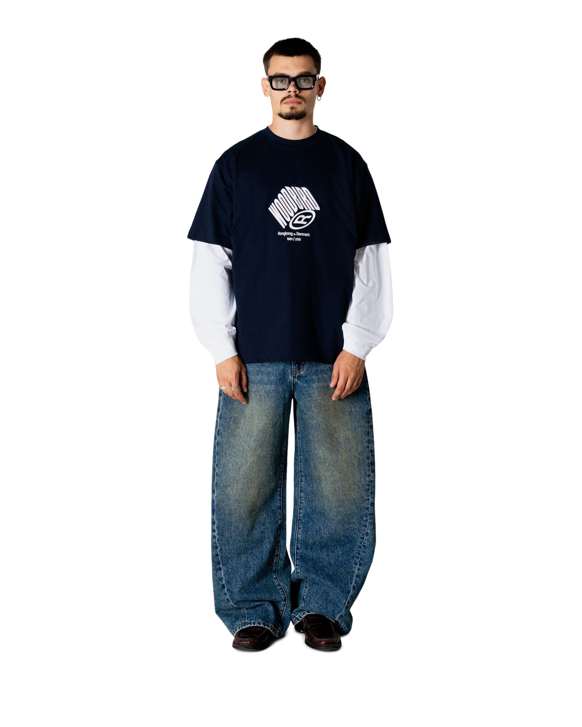 Woodbird WBBaine Cube Tee T-Shirts Dark Navy
