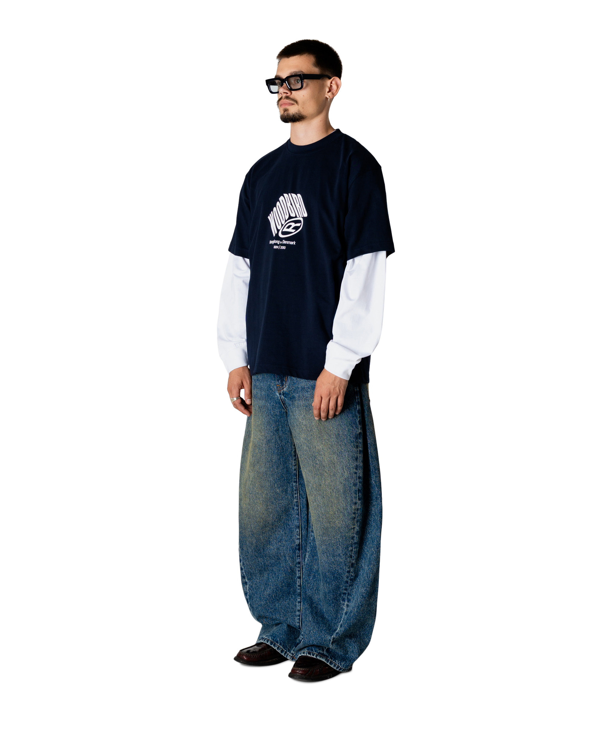 Woodbird WBBaine Cube Tee T-Shirts Dark Navy