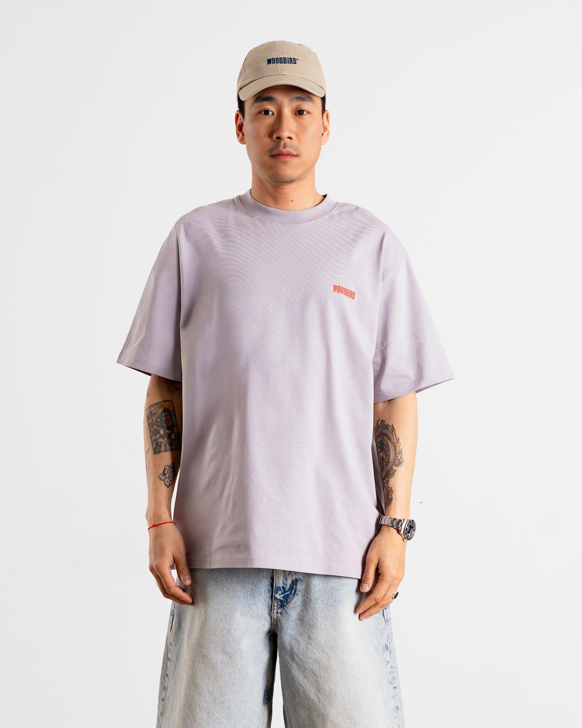 Woodbird WBBaine Intern Tee T-Shirts Grey-Purple