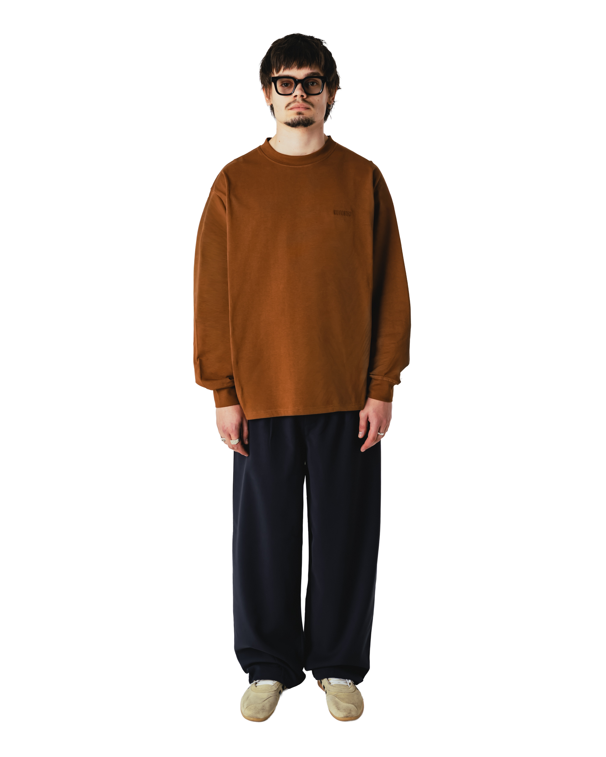 Woodbird WBBaine LS Tee T-Shirts Mid Brown