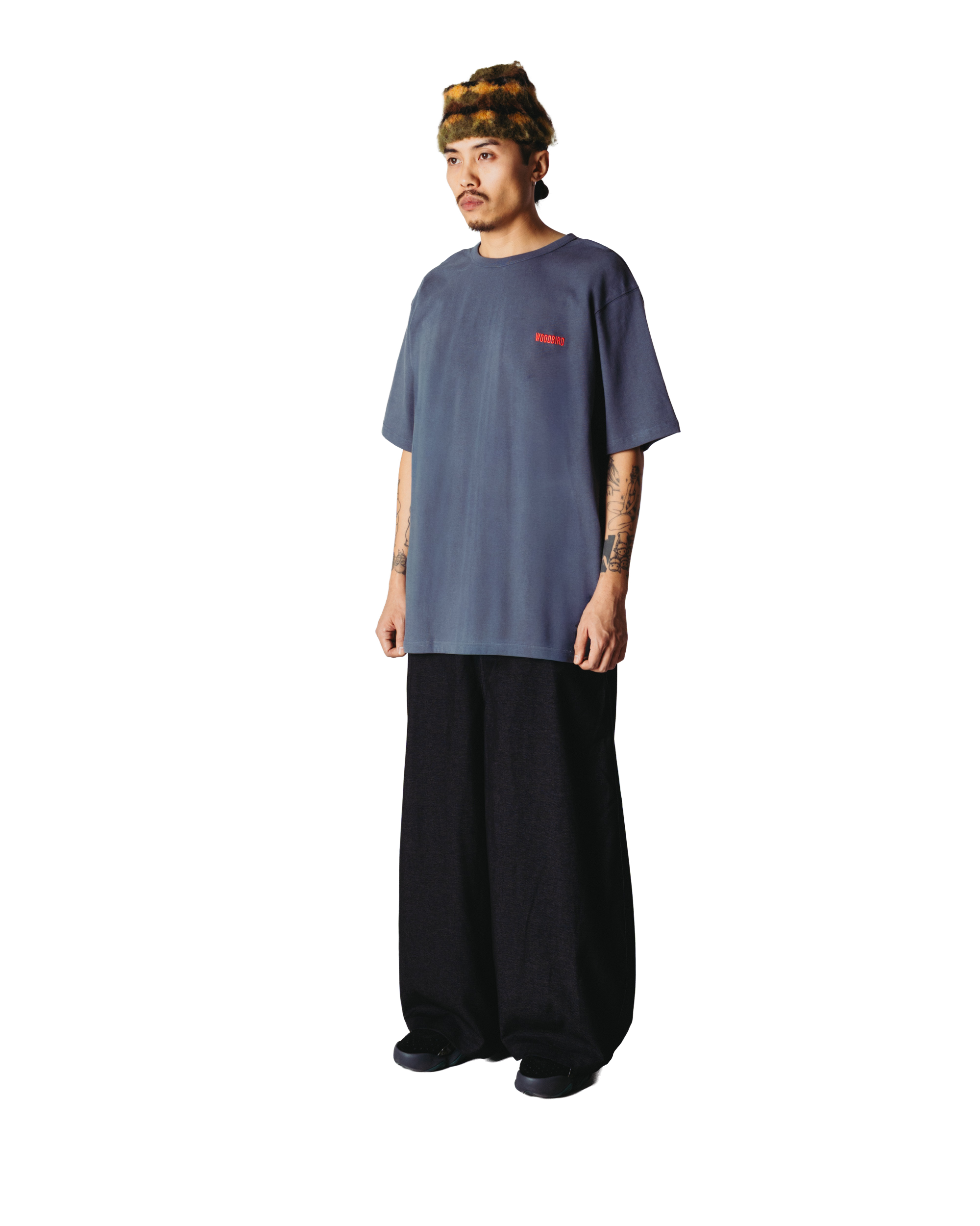 Woodbird WBBaine Mono Tee T-Shirts Slate Blue