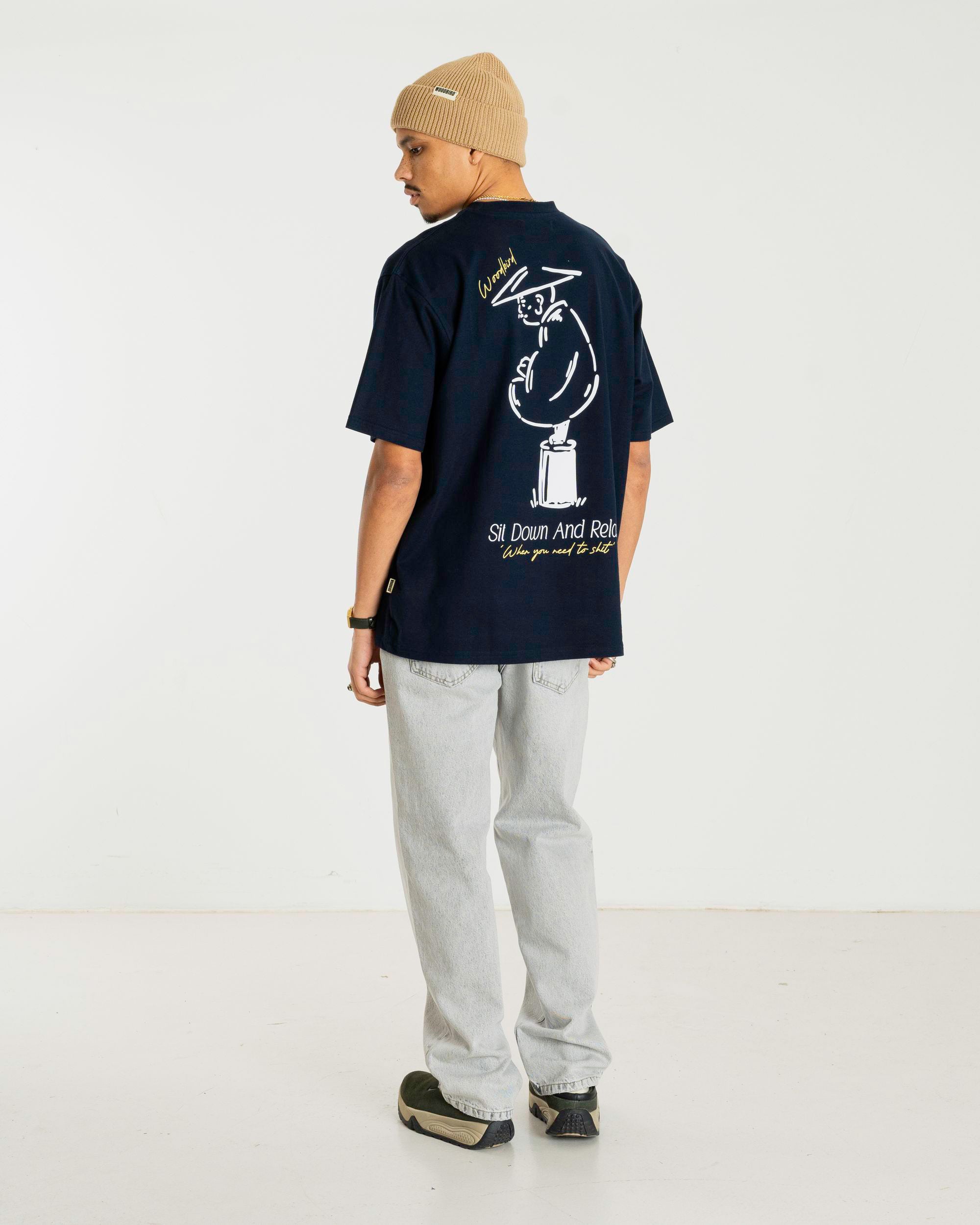 Woodbird WBBaine Pose Tee T-Shirts Navy Blazer