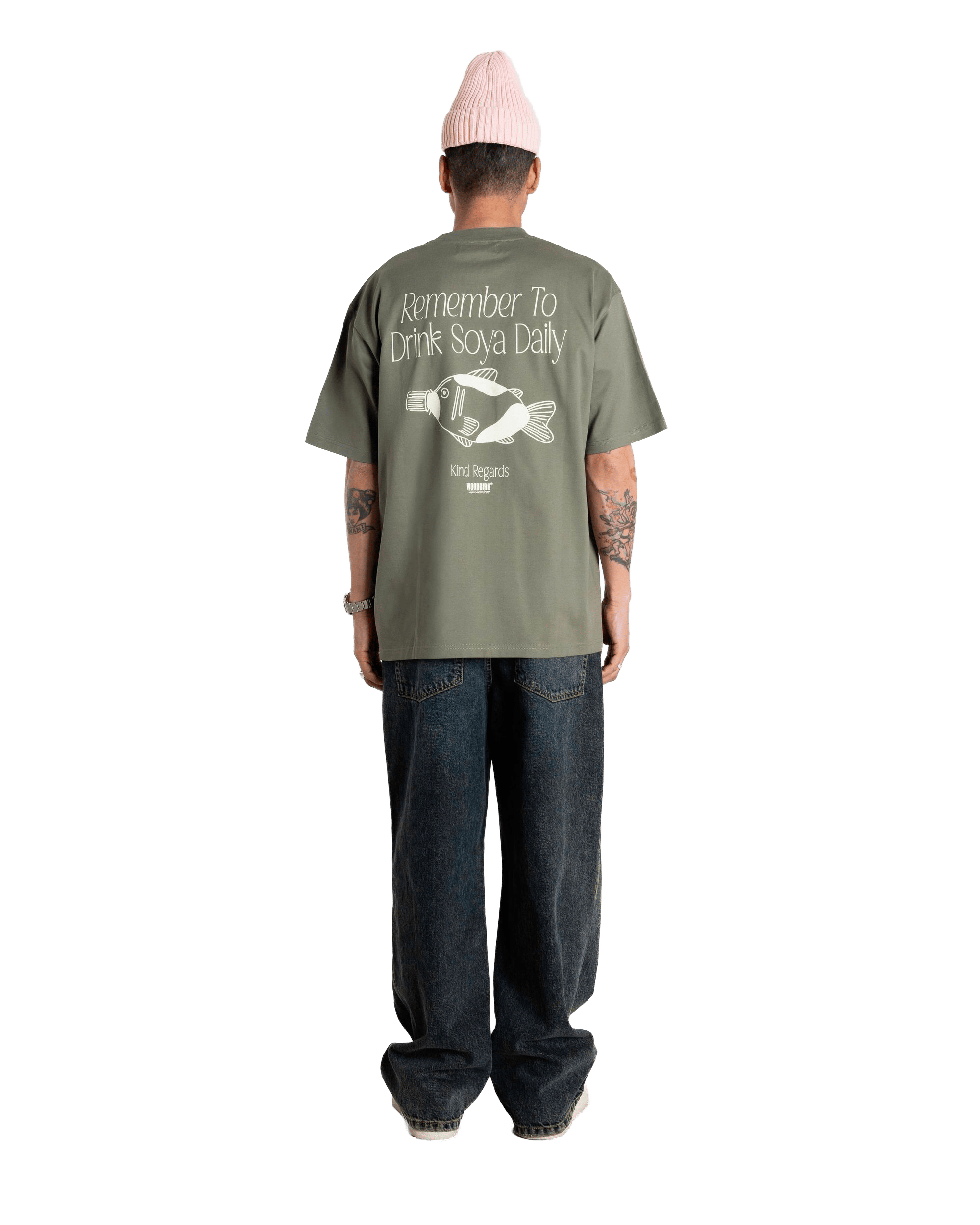 Woodbird WBBaine Soya Tee T-Shirts Grey-Green