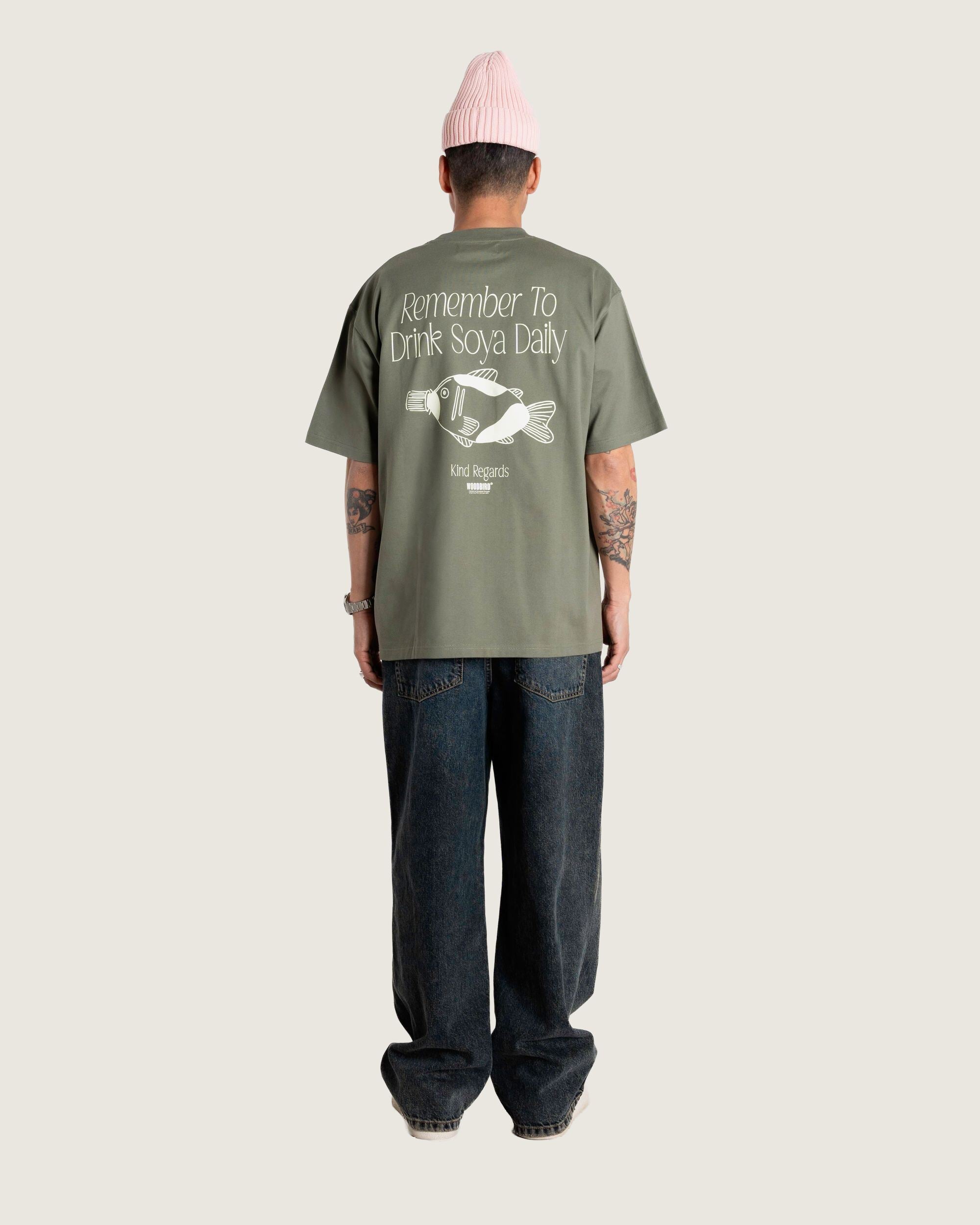 Woodbird WBBaine Soya Tee T-Shirts Grey-Green