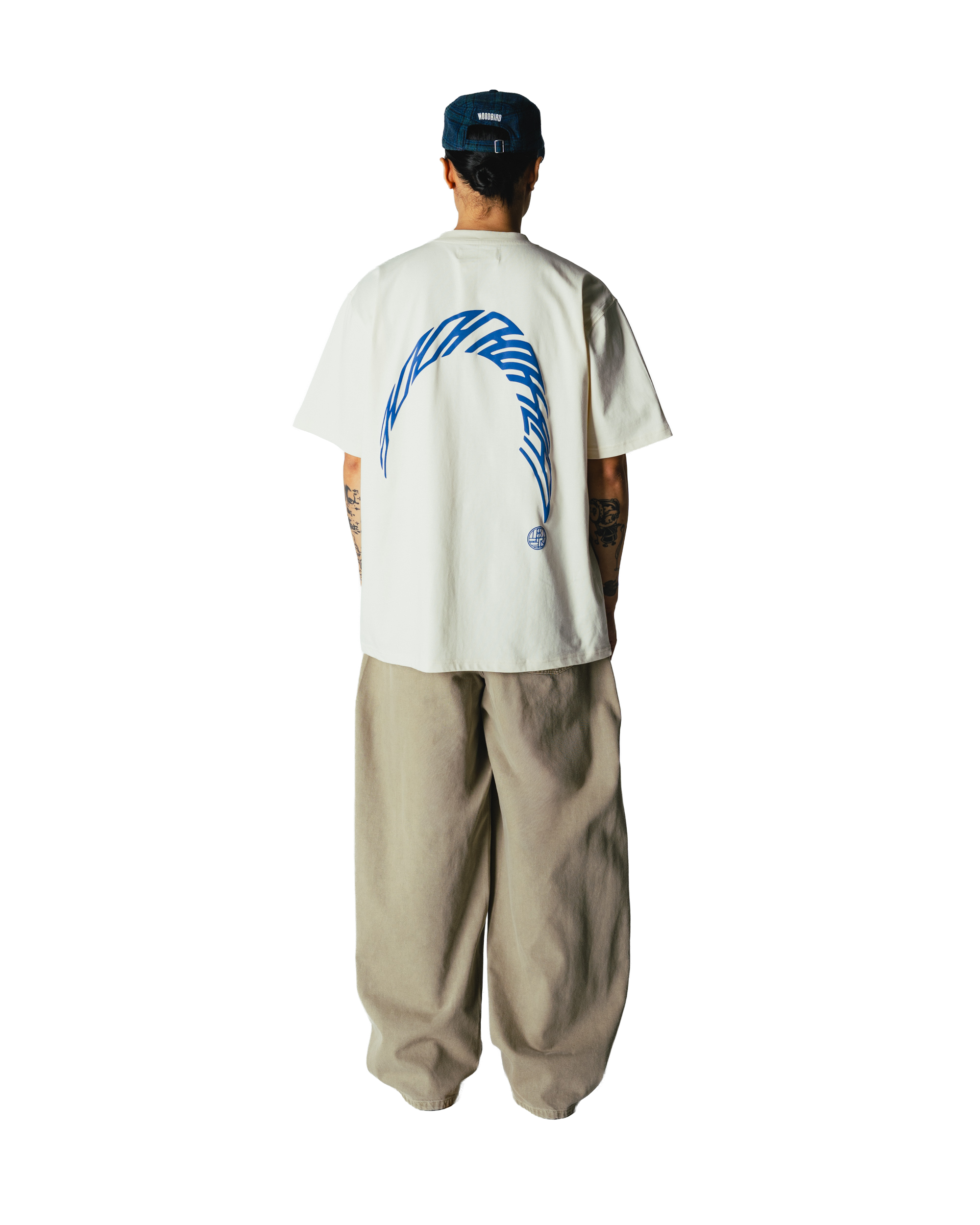 Woodbird WBBaine Warp Tee T-Shirts Off White Cobalt Blue