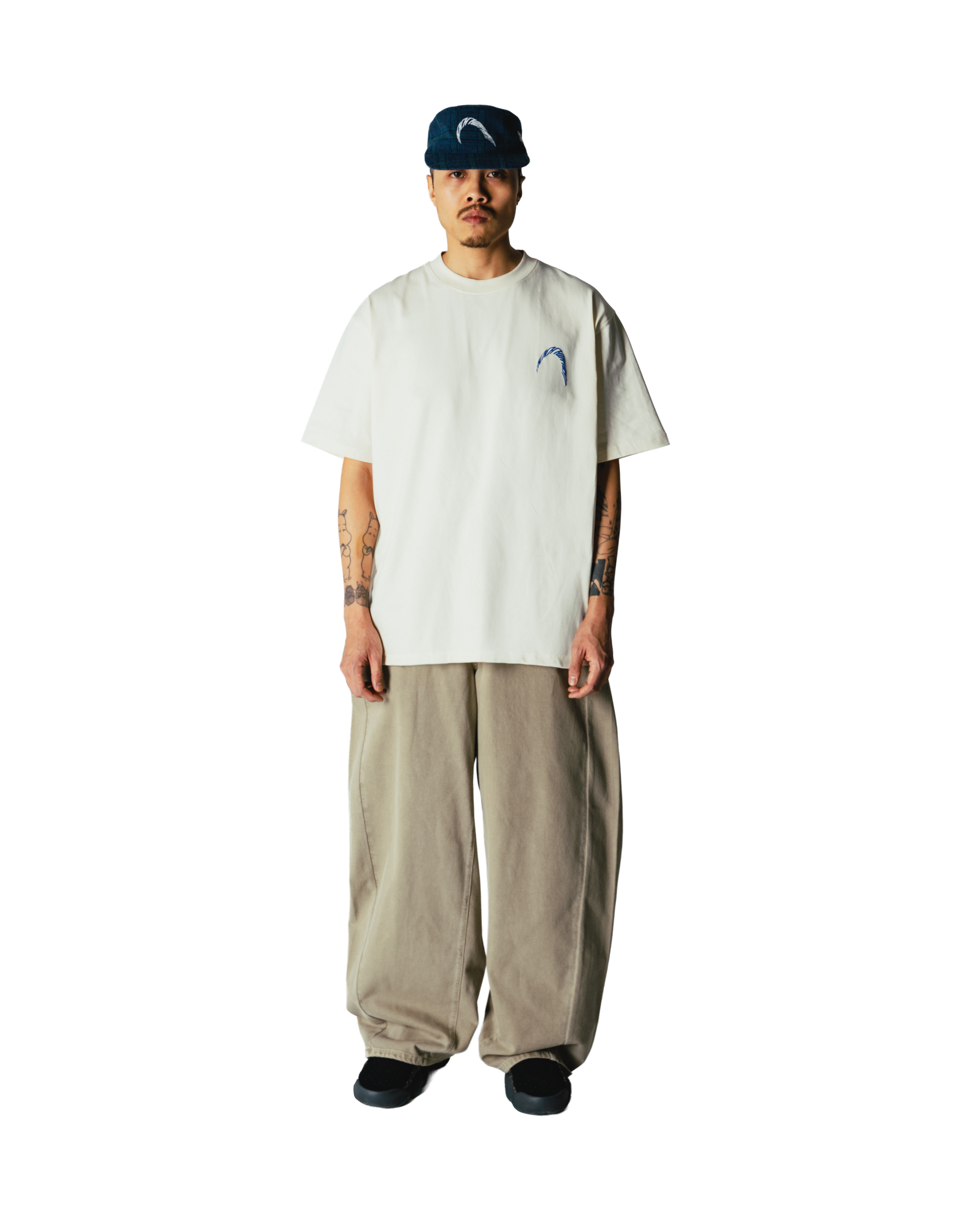 Woodbird WBBaine Warp Tee T-Shirts Off White Cobalt Blue