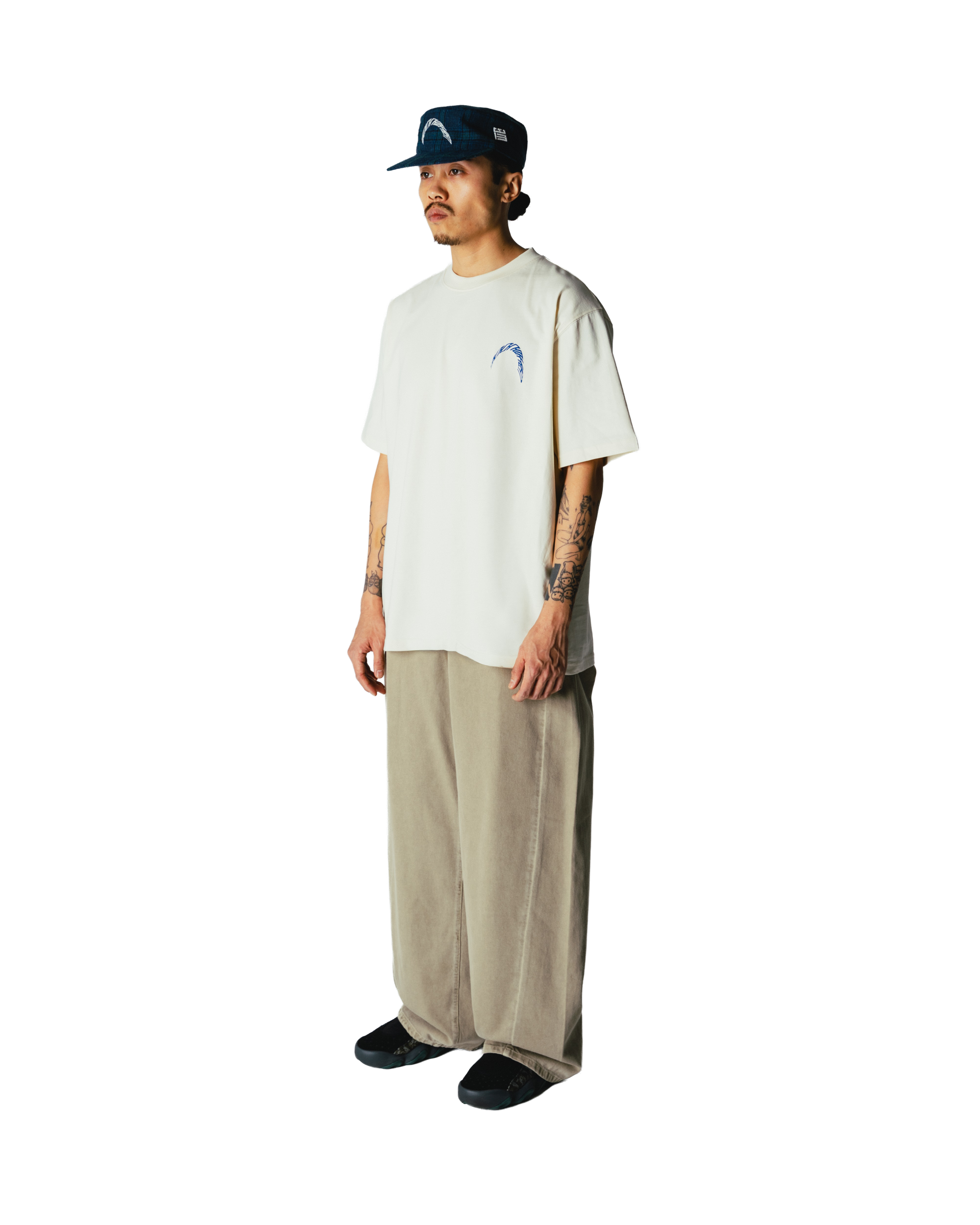 Woodbird WBBaine Warp Tee T-Shirts Off White Cobalt Blue
