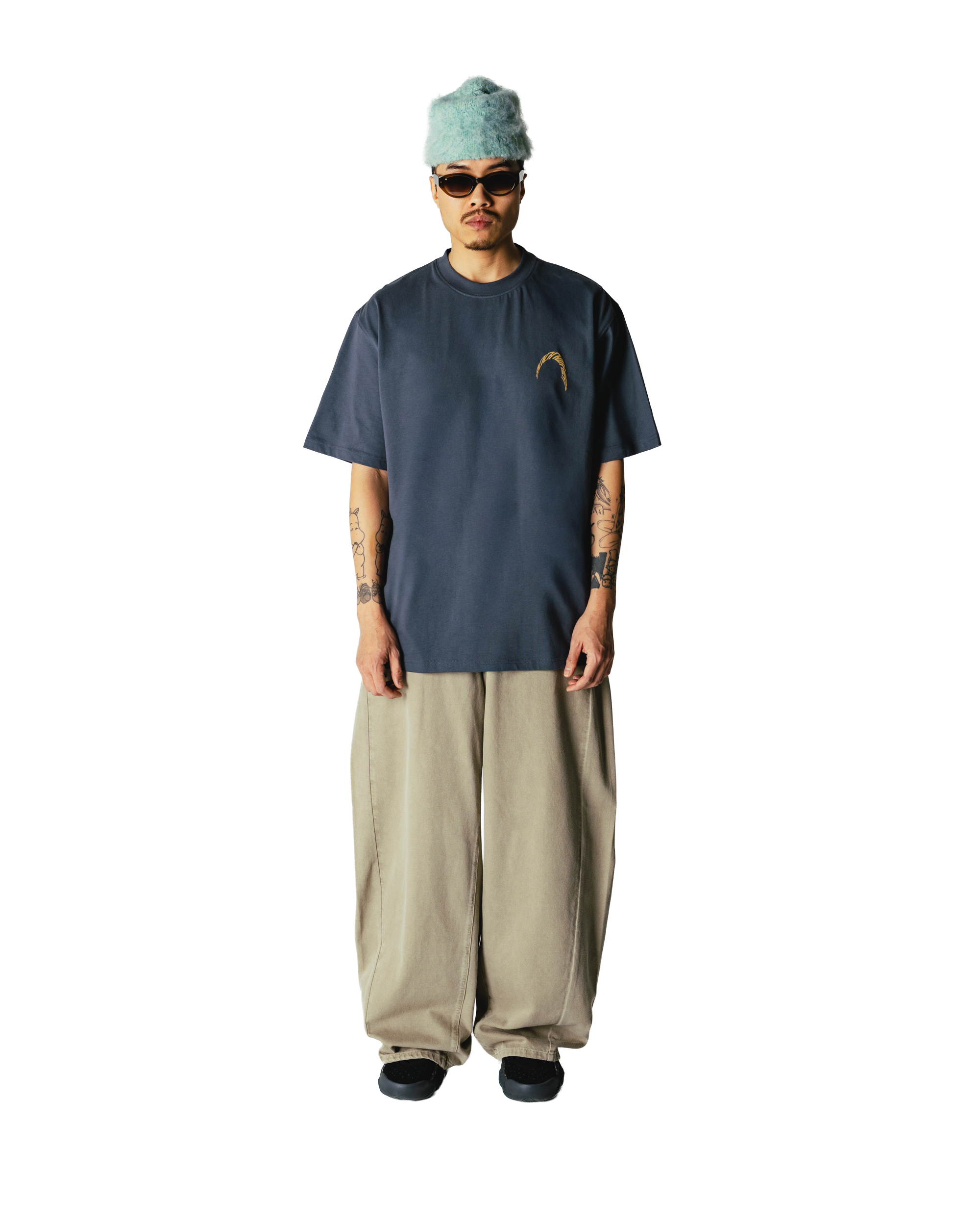 Woodbird WBBaine Warp Tee T-Shirts Slate Blue