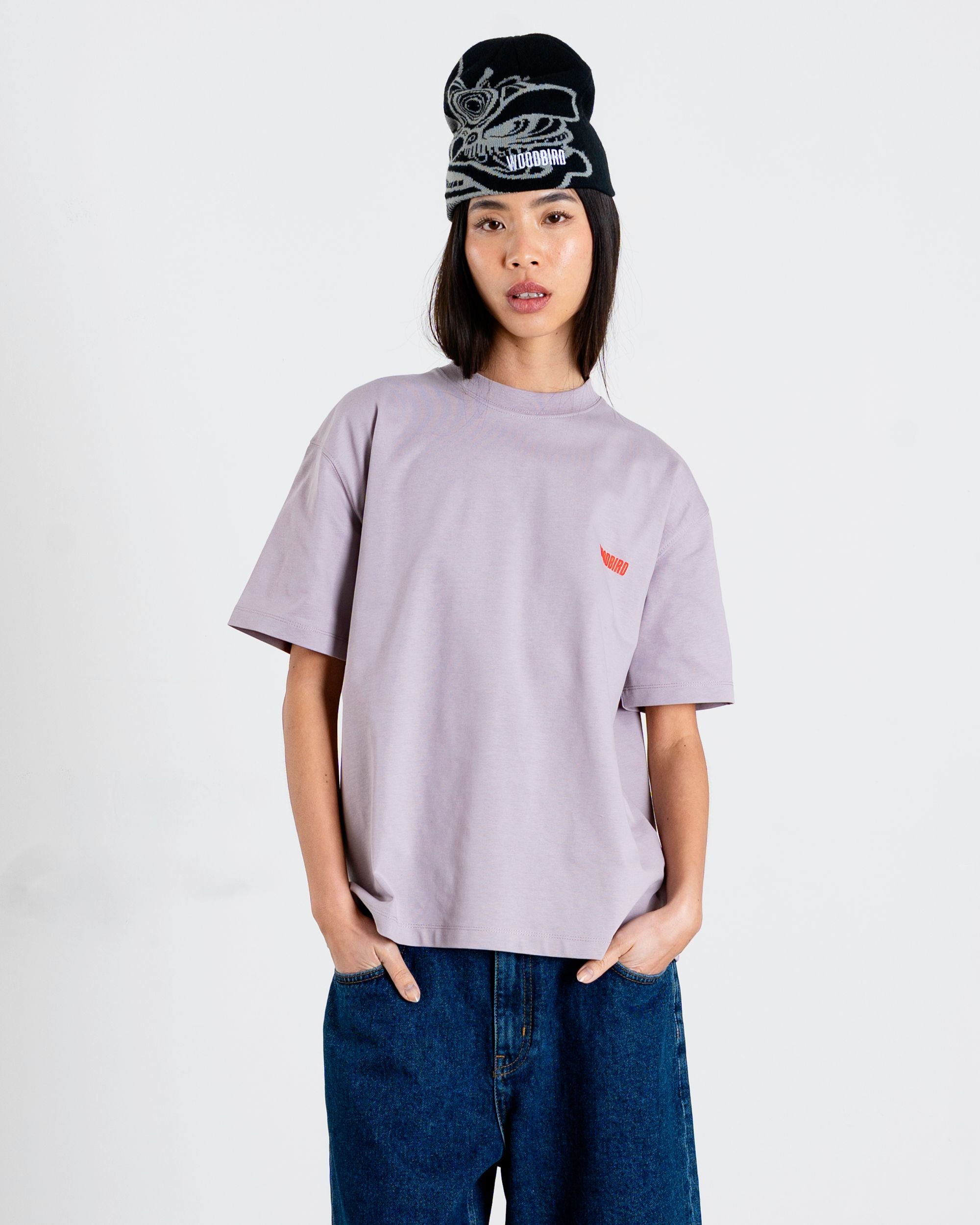 Woodbird Female WBBalo Kind Tee T-Shirts Grey-Purple