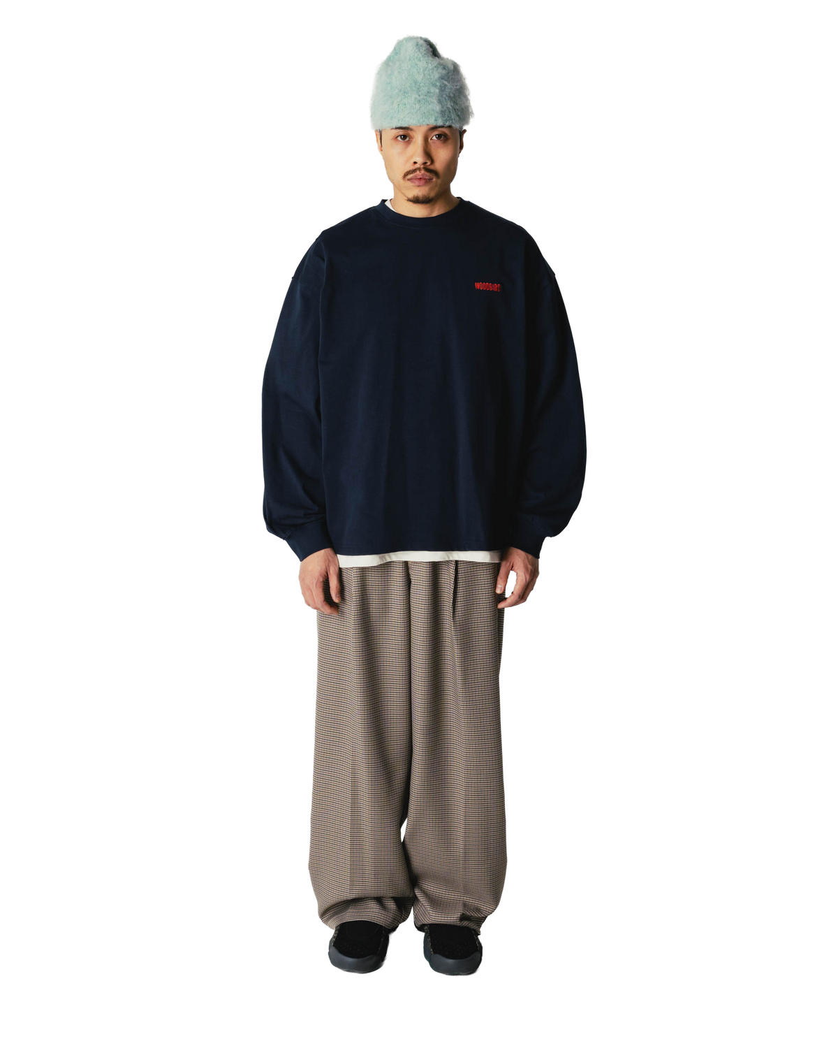 Woodbird WBBeam LS Retro Tee T-Shirts Dark Navy