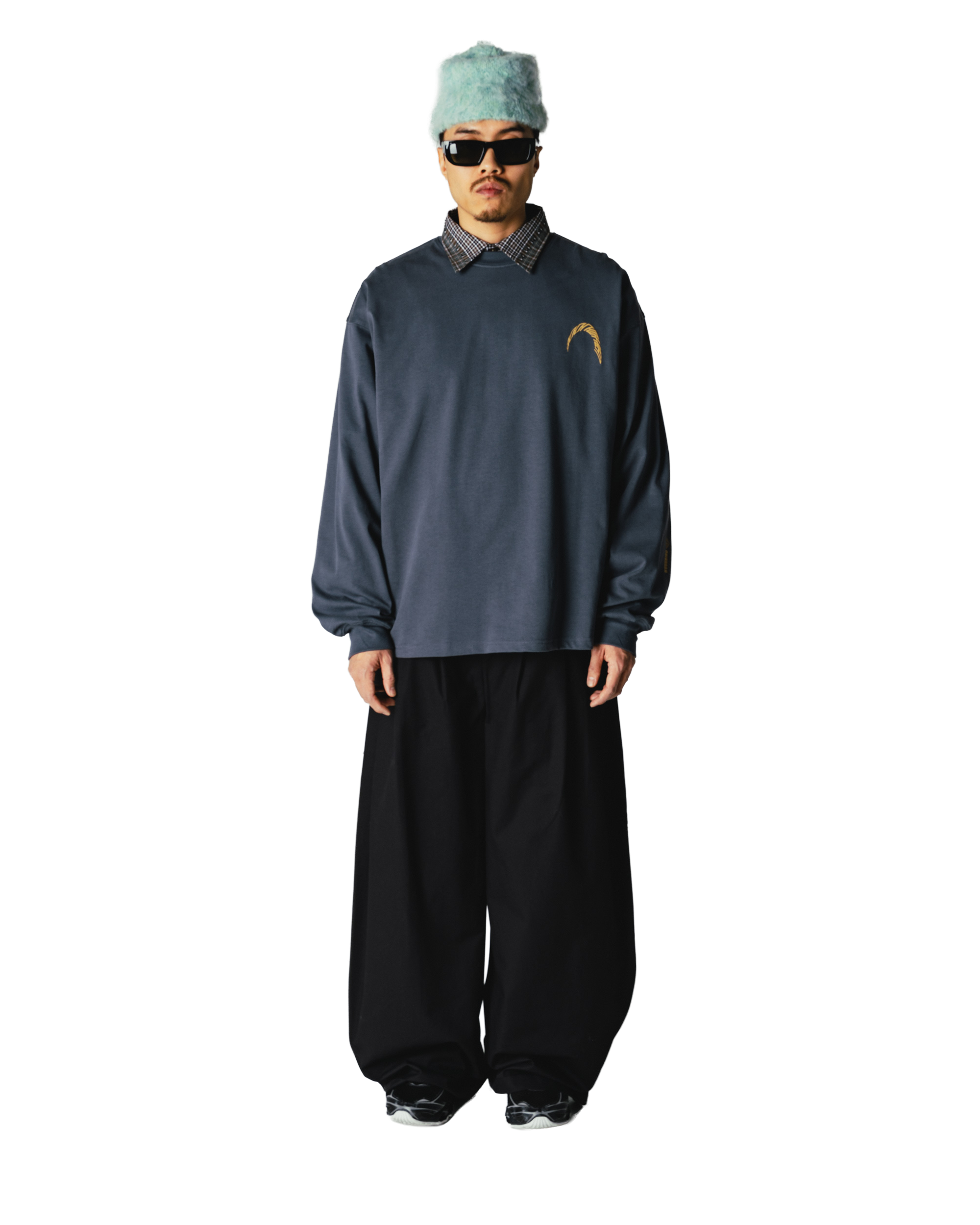 Woodbird WBBeam LS Warp Tee T-Shirts Slate Blue