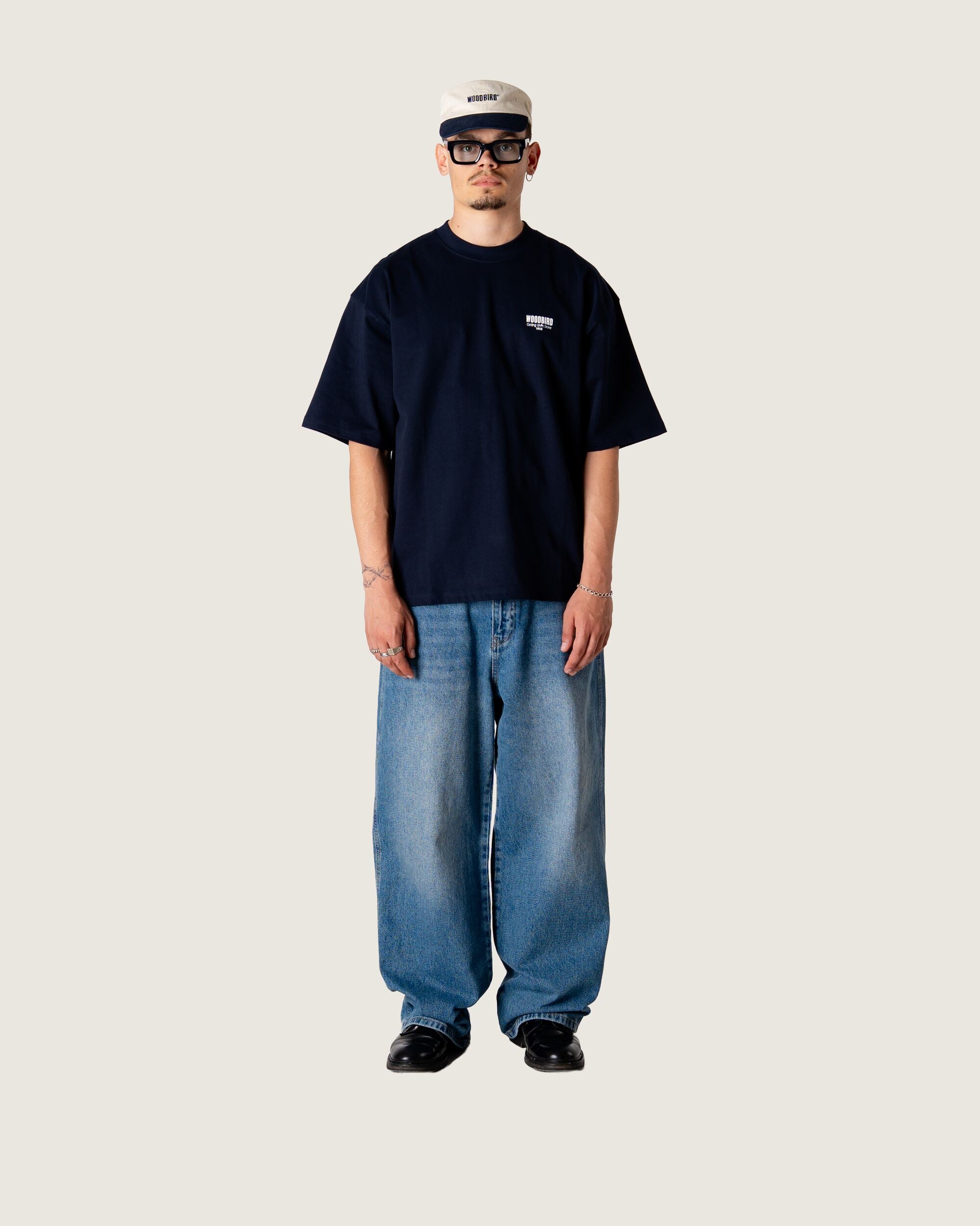 Woodbird WBBeam Pho Tee T-Shirts Dark Navy