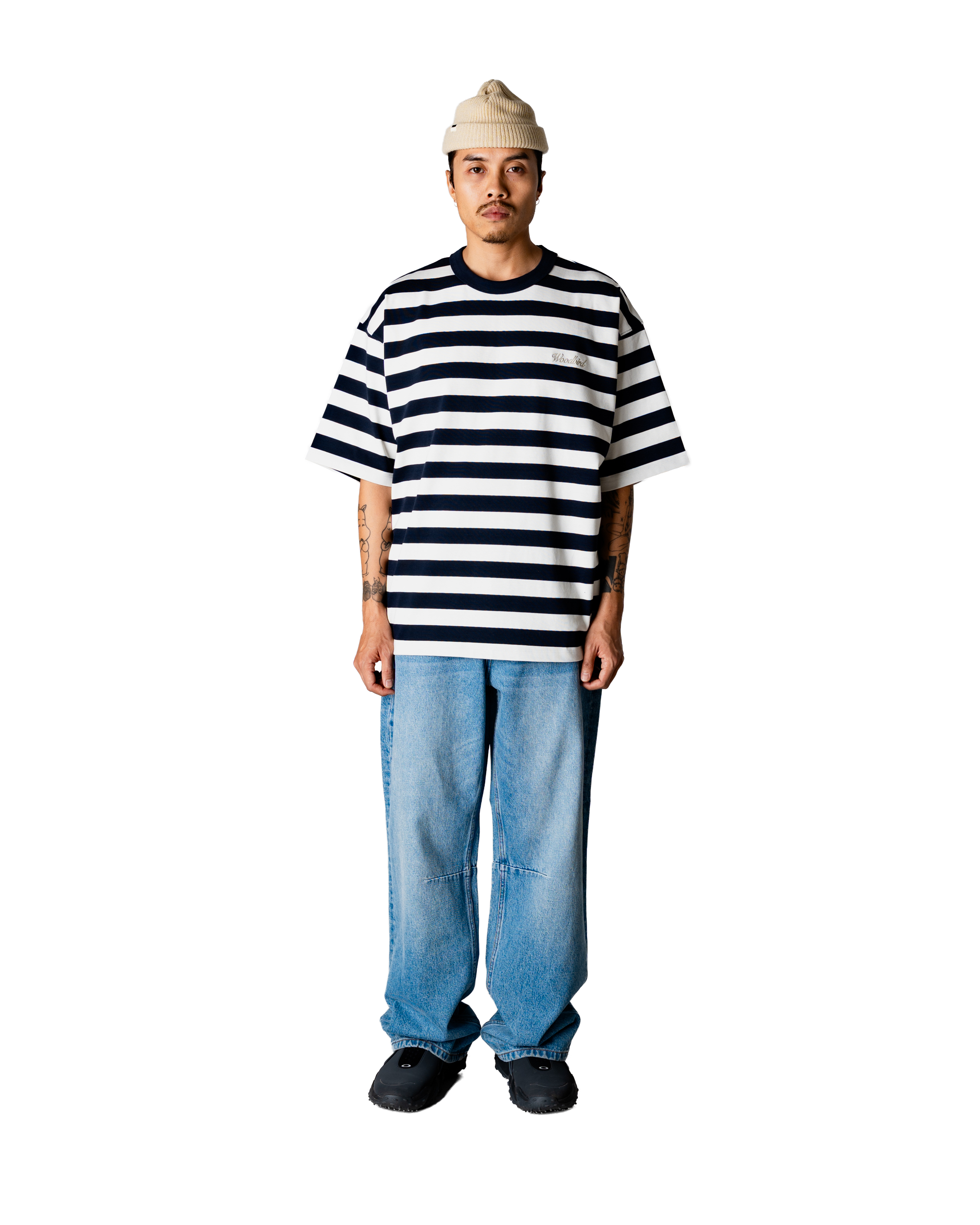 Woodbird WBBeam Stripe Tee T-Shirts Dark Navy