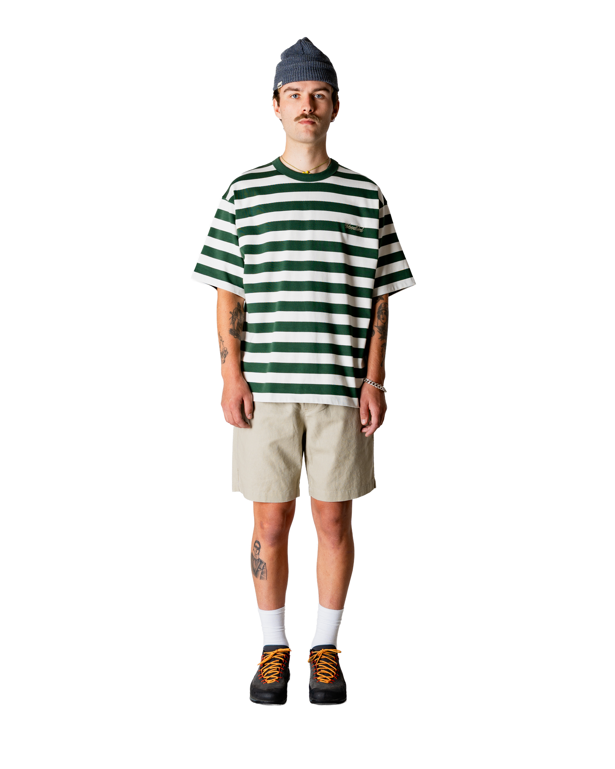 Woodbird WBBeam Stripe Tee T-Shirts Pine Green