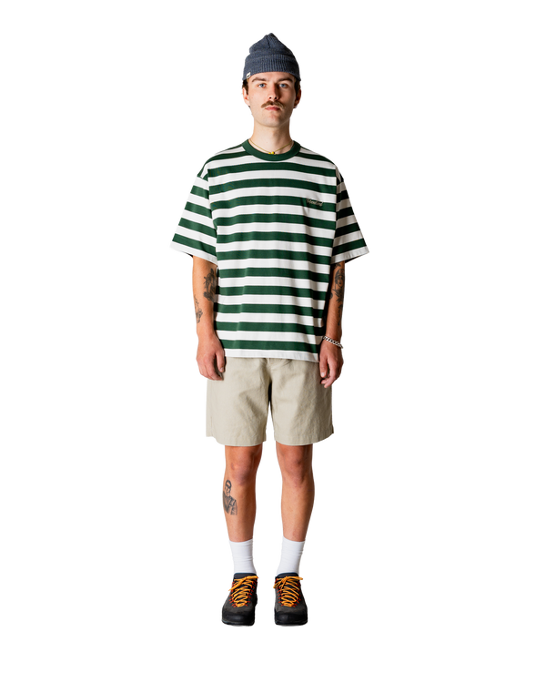 Woodbird WBBeam Stripe Tee T-Shirts Pine Green