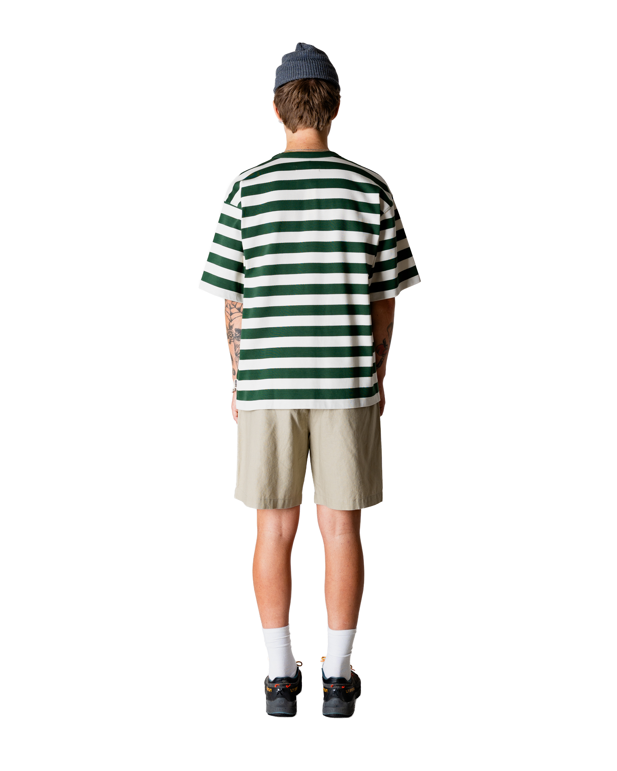 Woodbird WBBeam Stripe Tee T-Shirts Pine Green