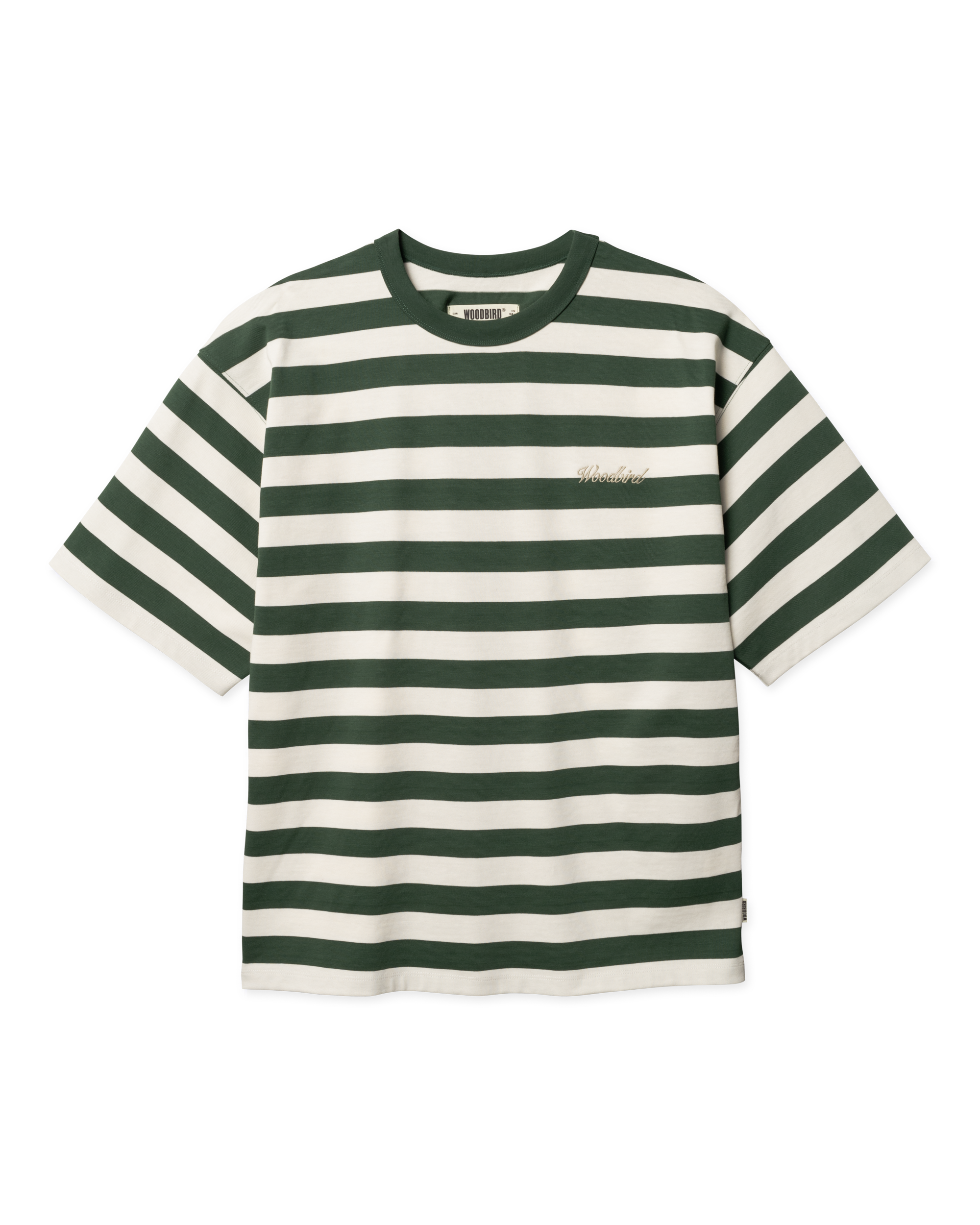 Woodbird WBBeam Stripe Tee T-Shirts Pine Green