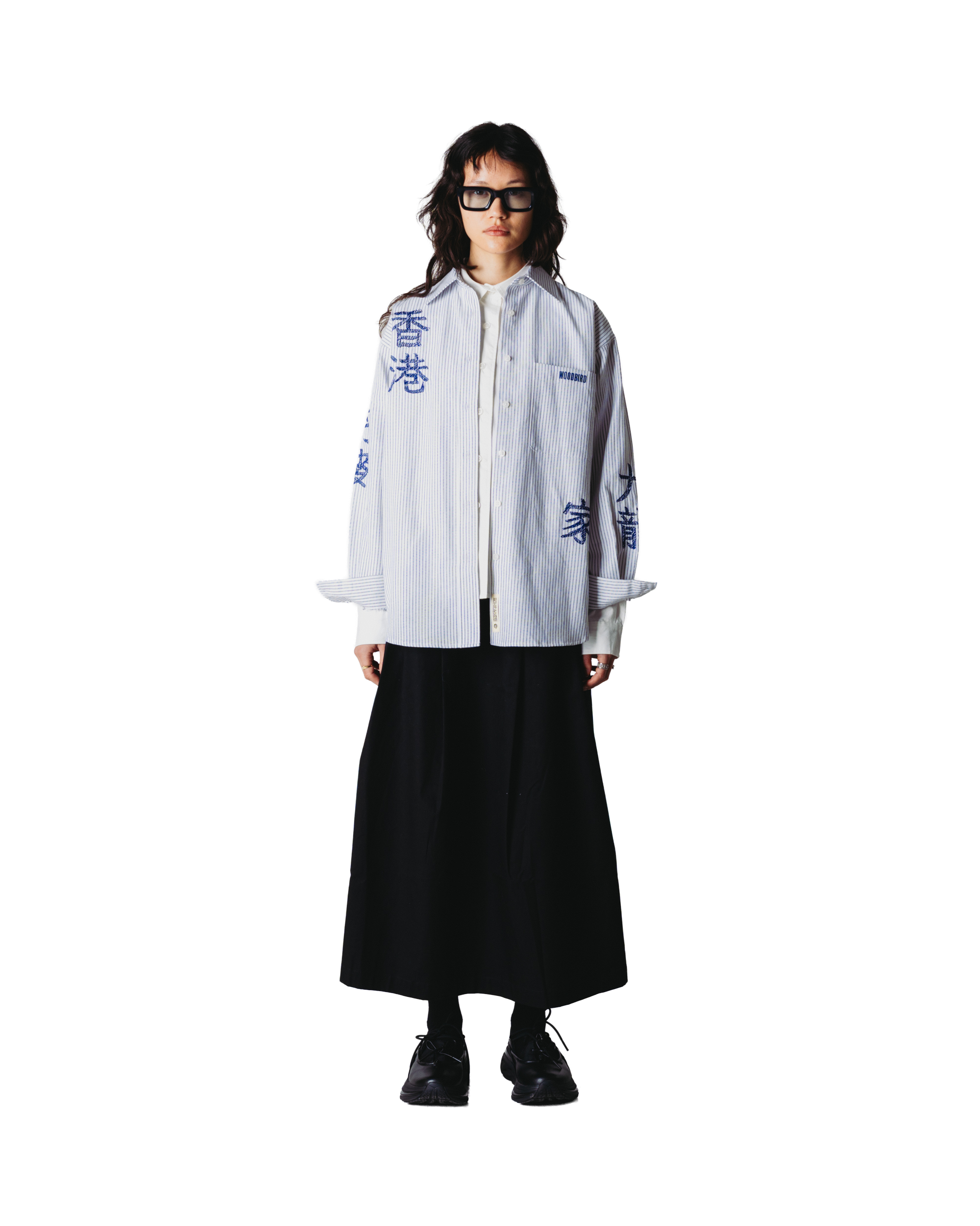 Woodbird Female WBBecca Ox Writing Shirt Shirts Navy-White