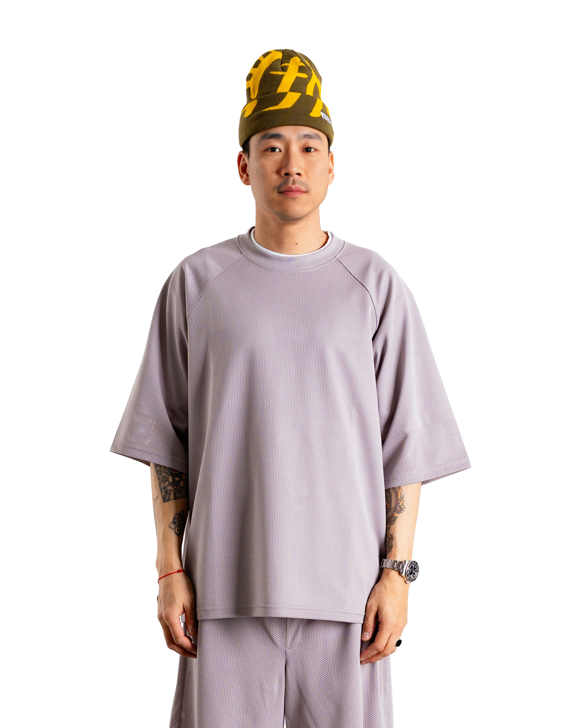 Woodbird WBBlake Mesh Tee T-Shirts Grey-Purple