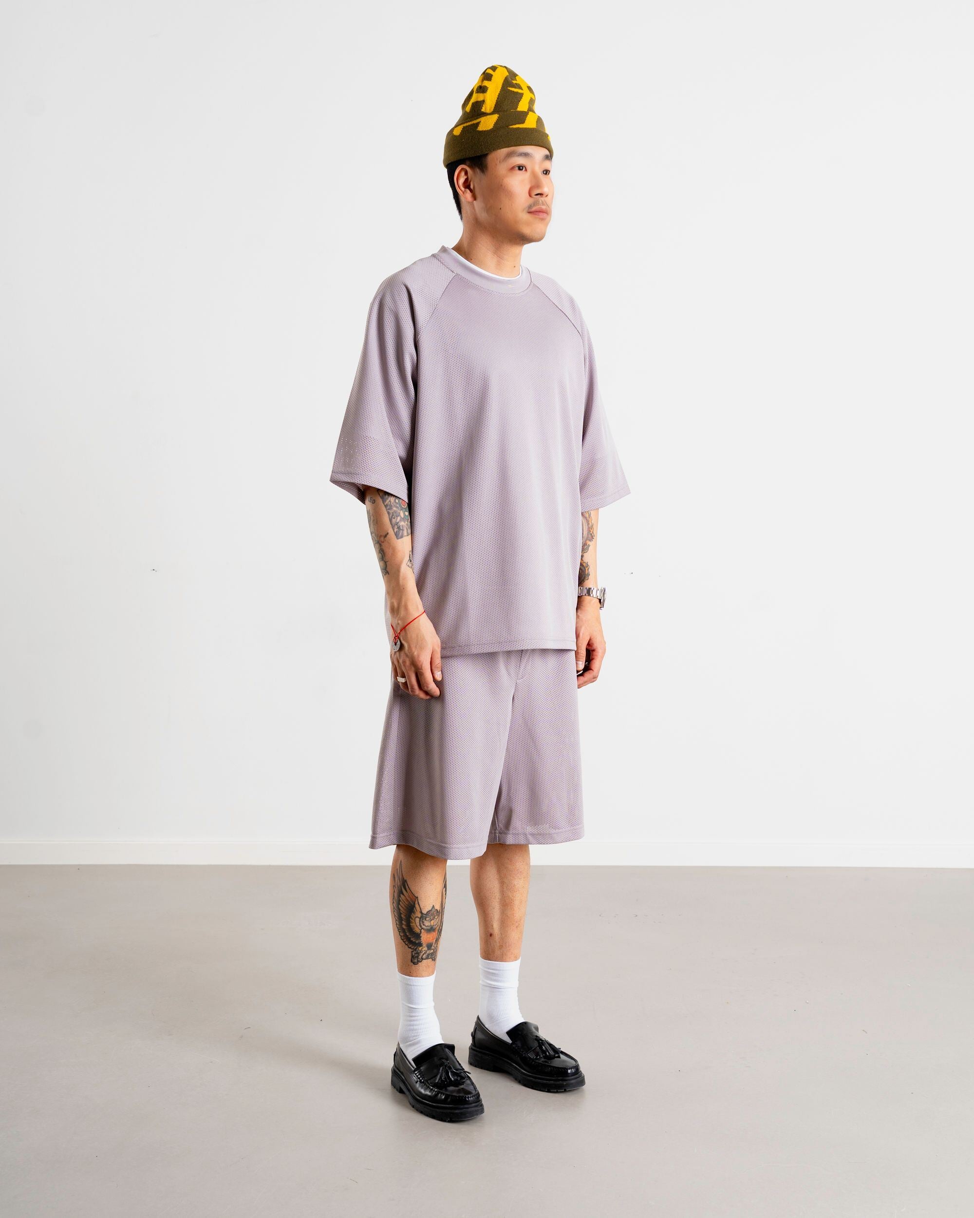 Woodbird WBBlake Mesh Tee T-Shirts Grey-Purple