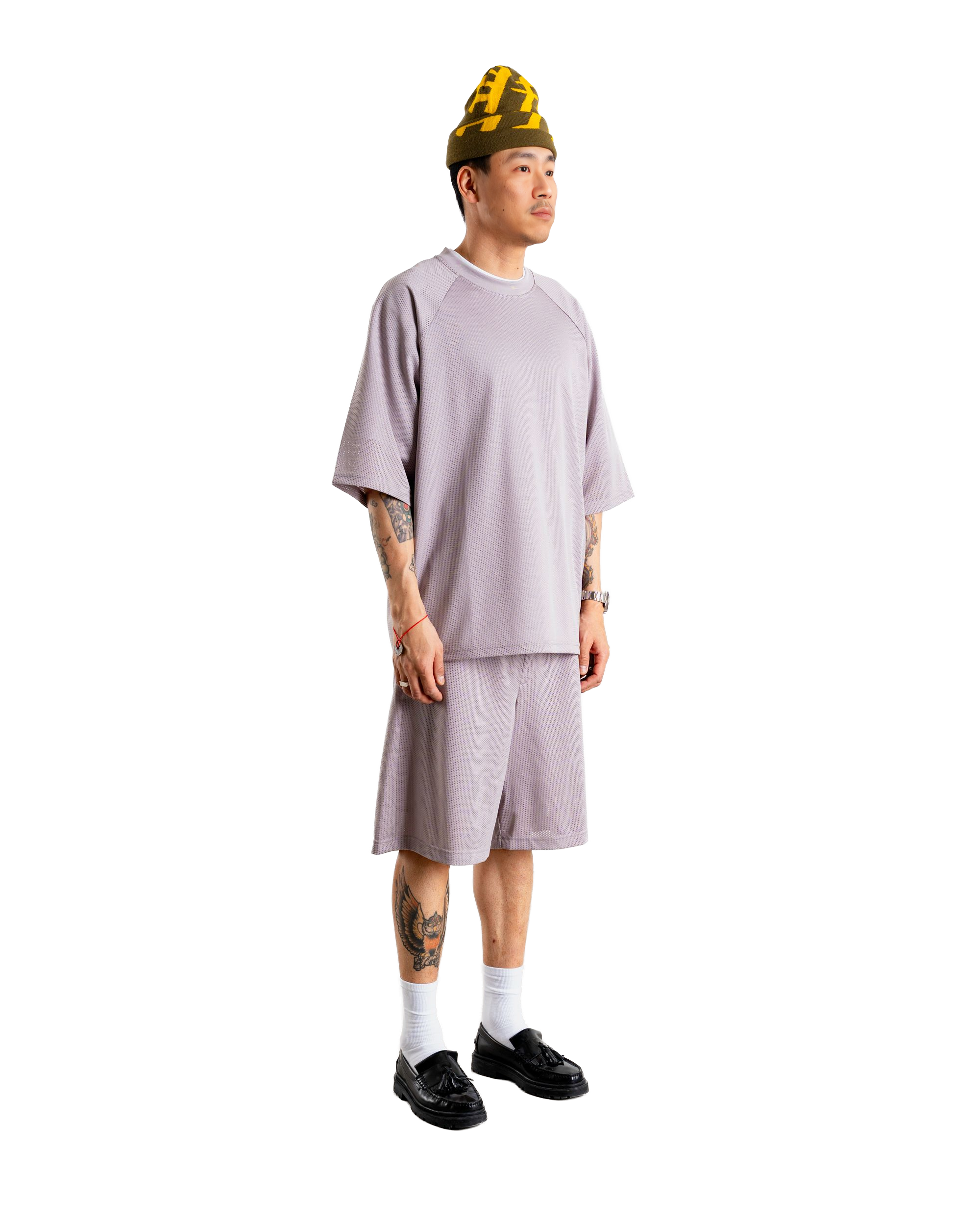 Woodbird WBBlake Mesh Tee T-Shirts Grey-Purple