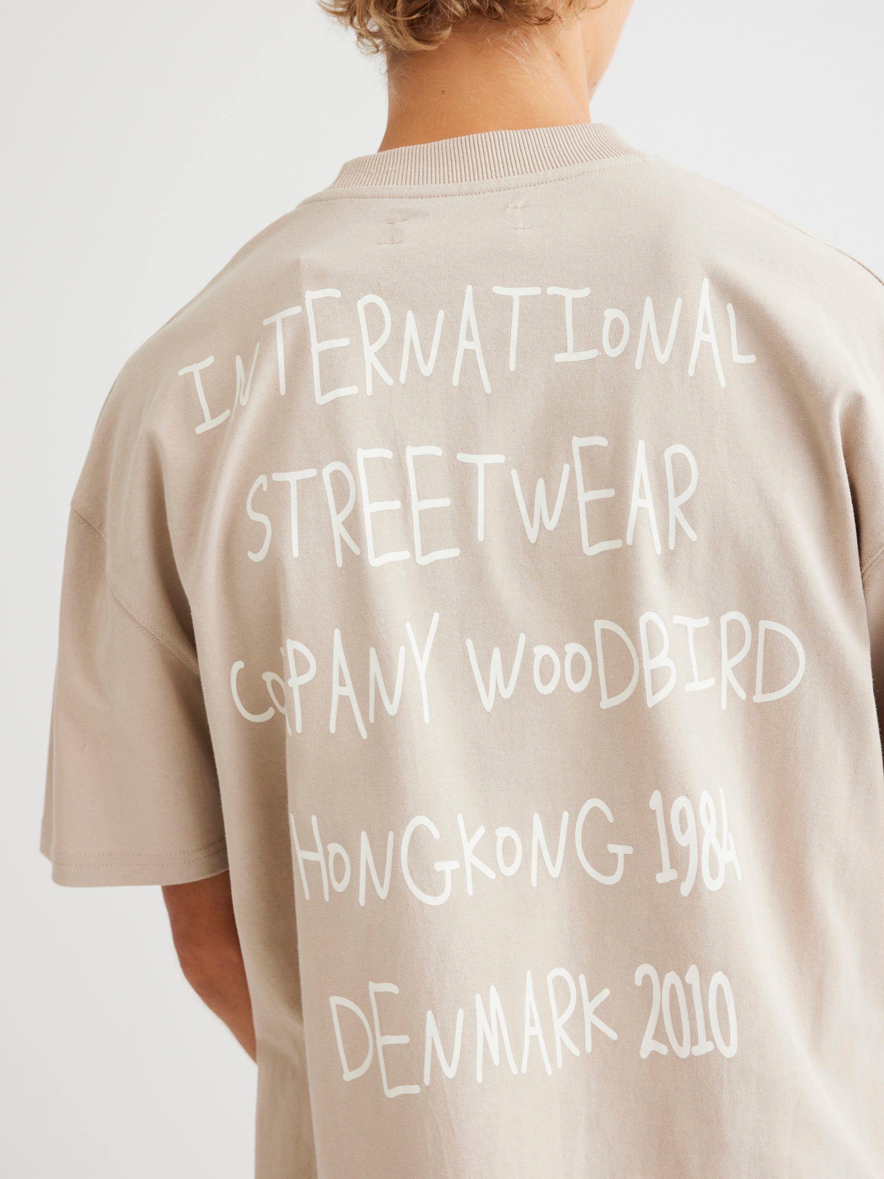 Woodbird WBBose Scribbel Tee T-Shirts Taupe Brown