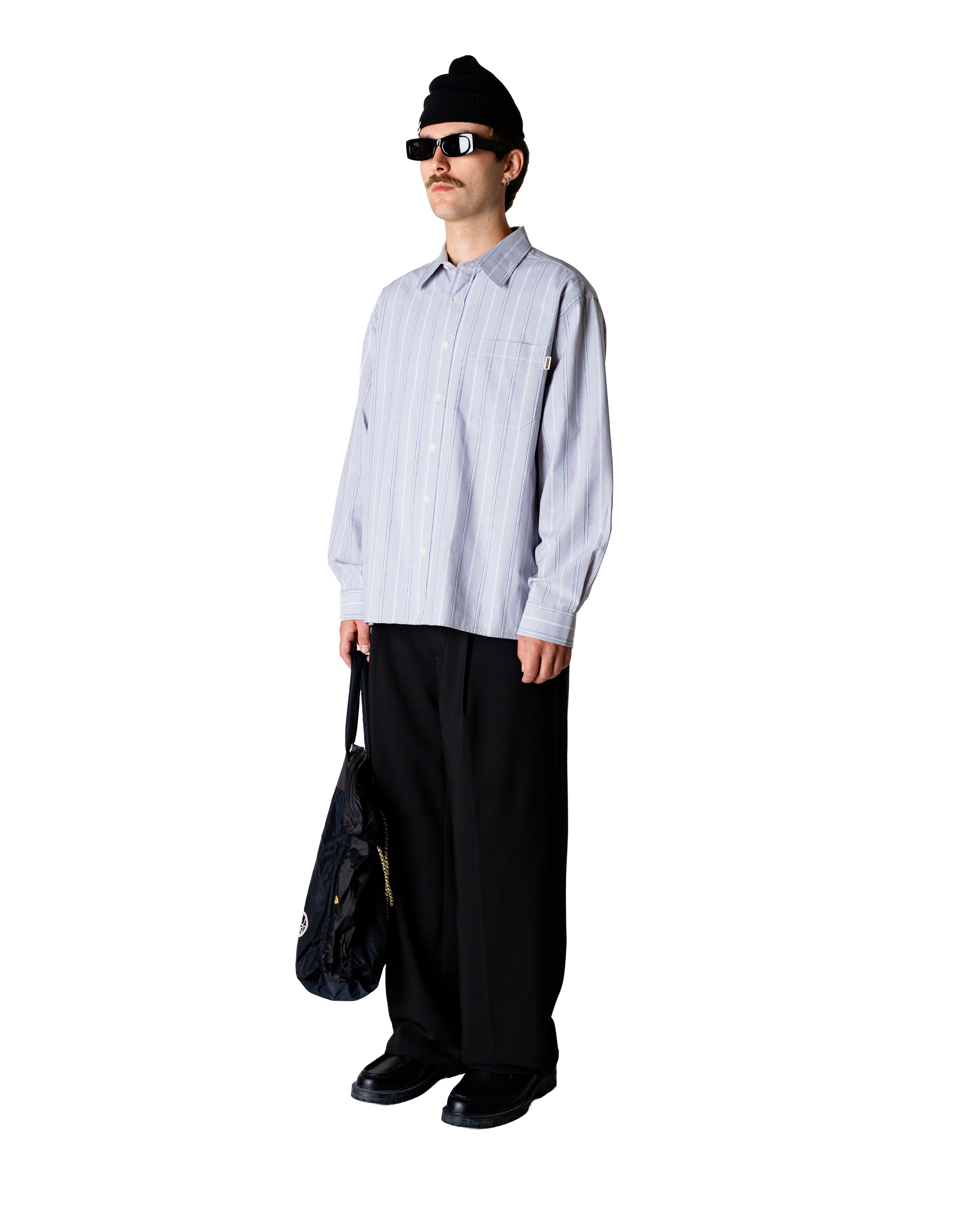 Woodbird WBBuzo Big Stripe Shirt Shirts Grey Stripe