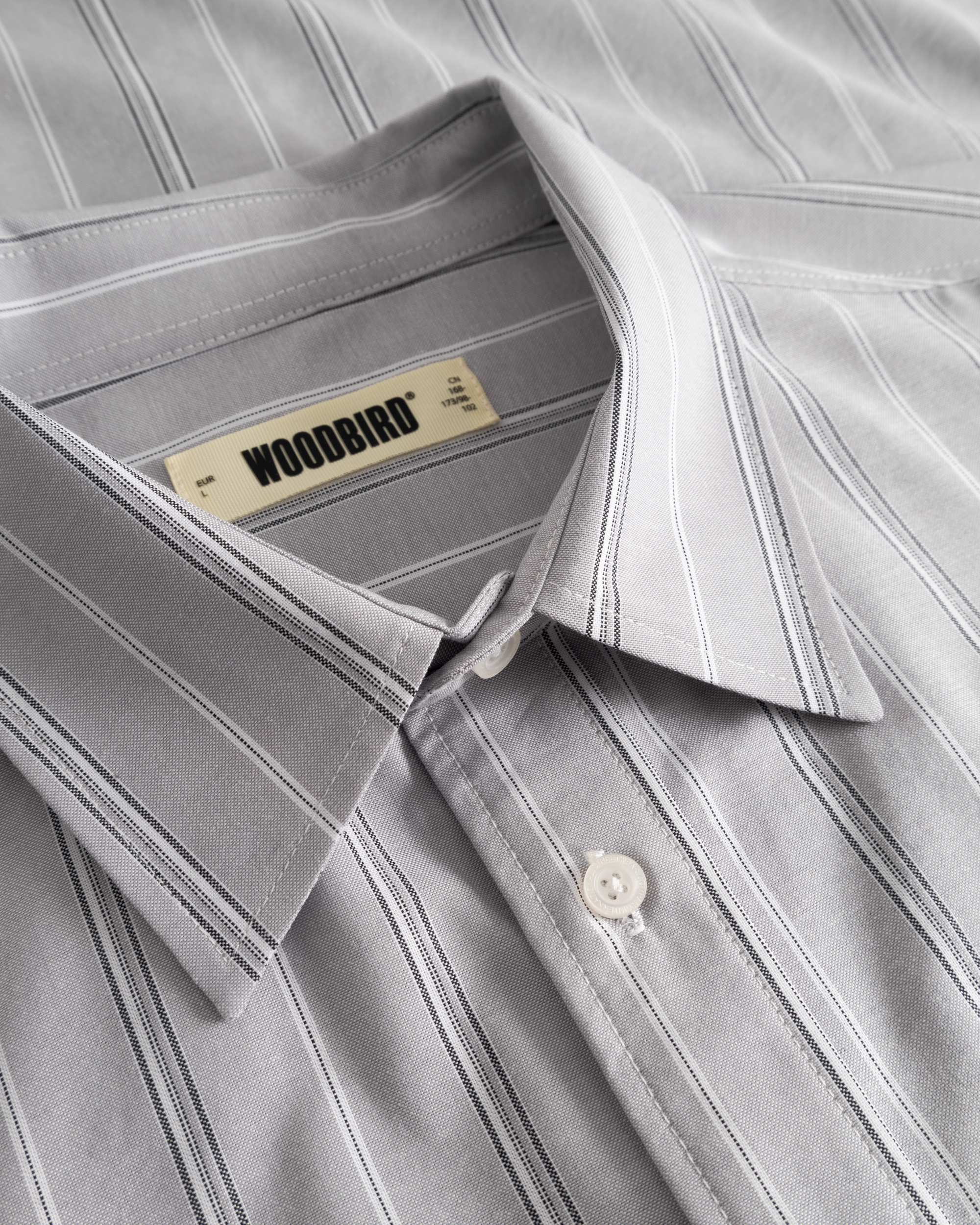 Woodbird WBBuzo Big Stripe Shirt Shirts Grey Stripe