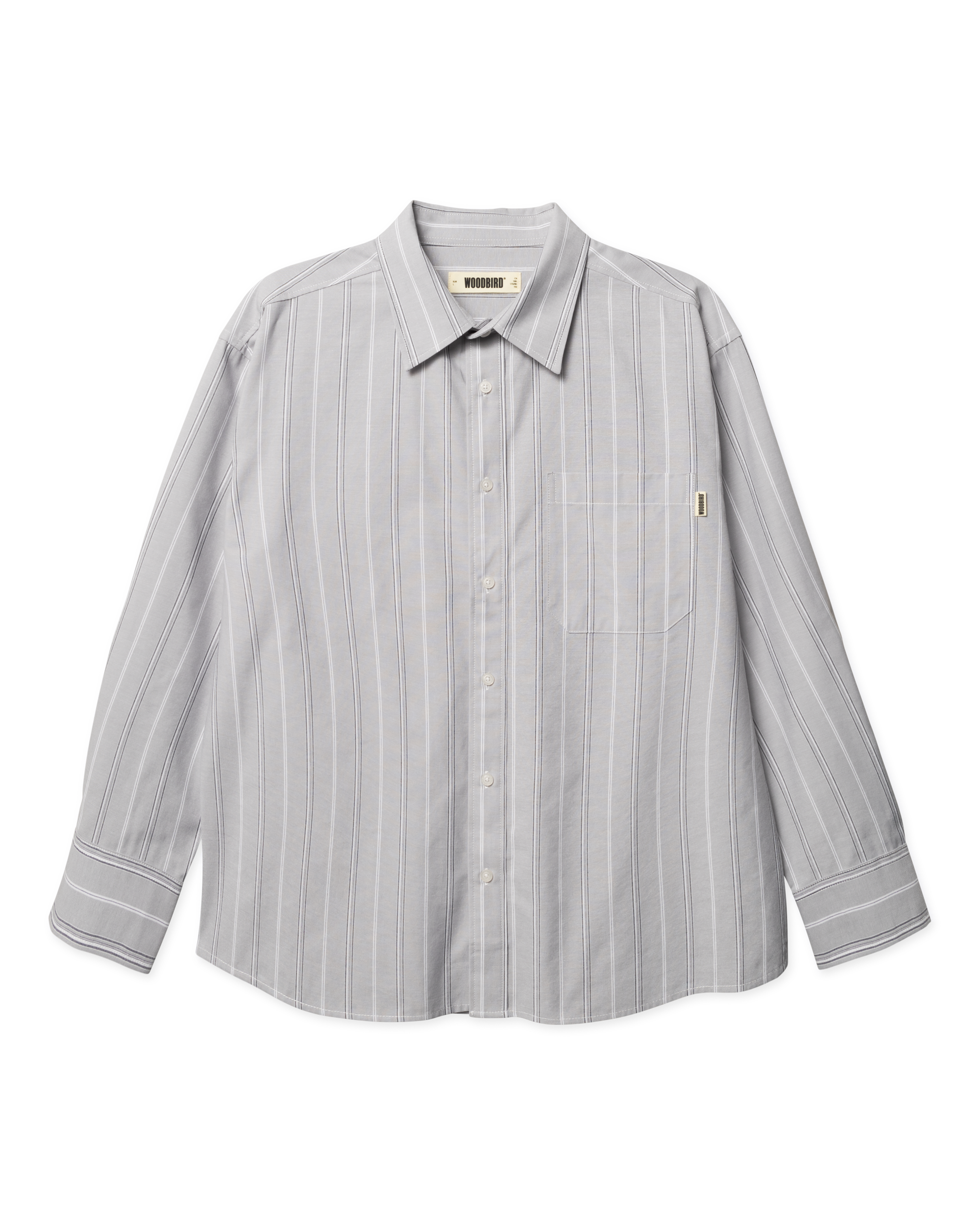 Woodbird WBBuzo Big Stripe Shirt Shirts Grey Stripe