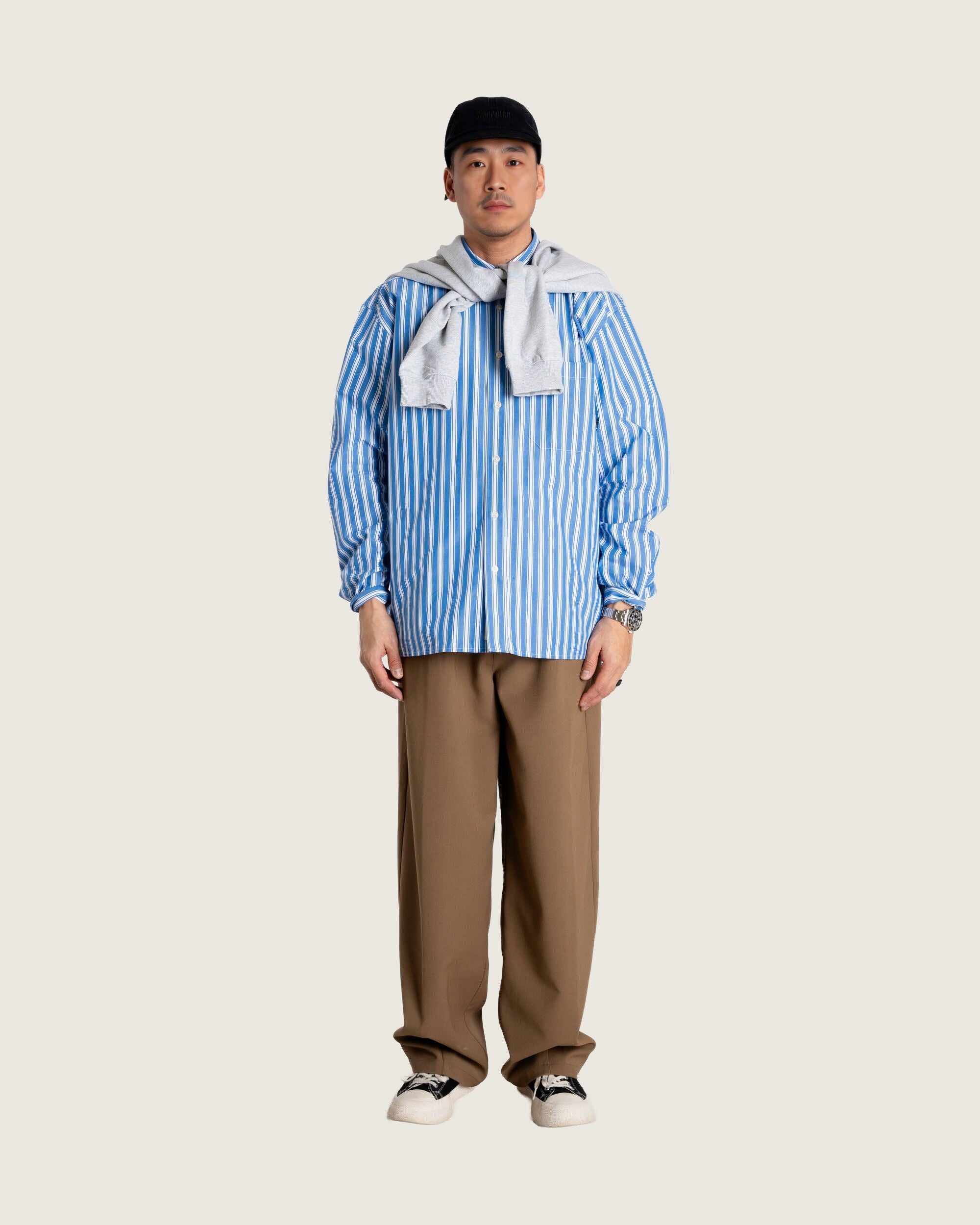 Woodbird WBBuzo Classic Shirt Shirts Blue Stripe