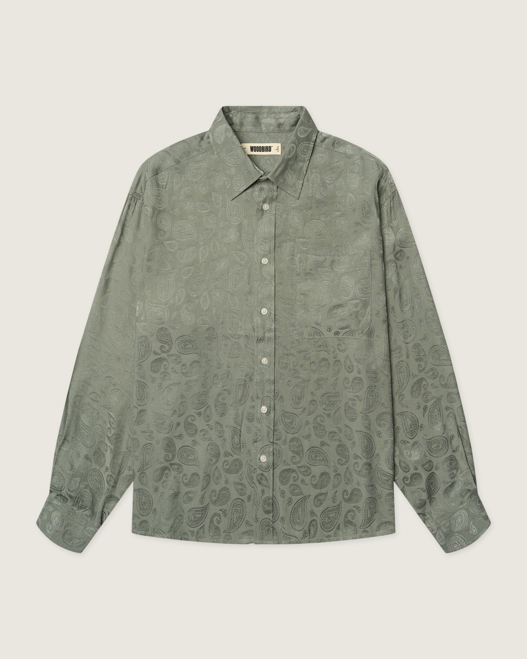 Woodbird WBBuzo Paisley Shirt Shirts Grey-Green