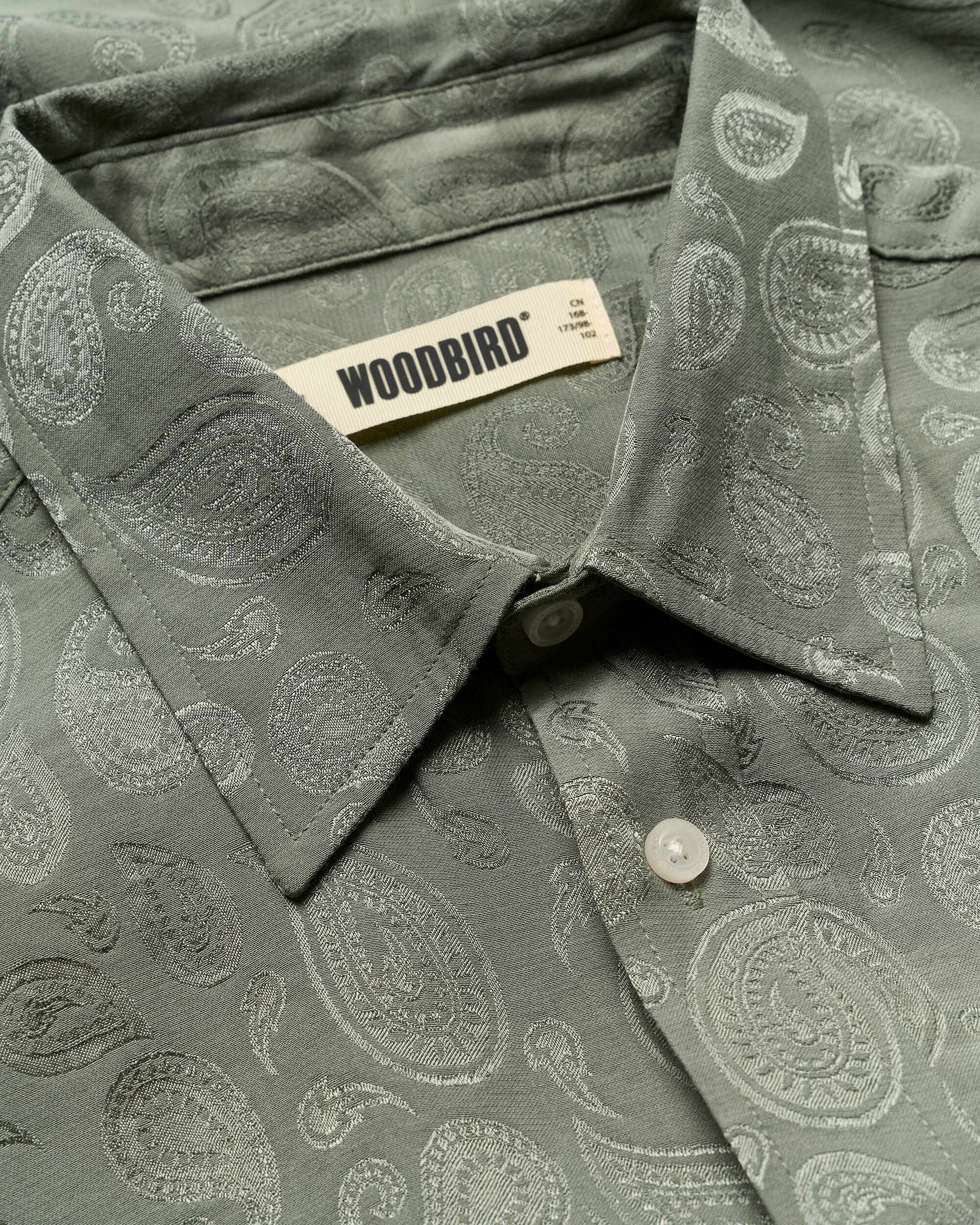 Woodbird WBBuzo Paisley Shirt Shirts Grey-Green