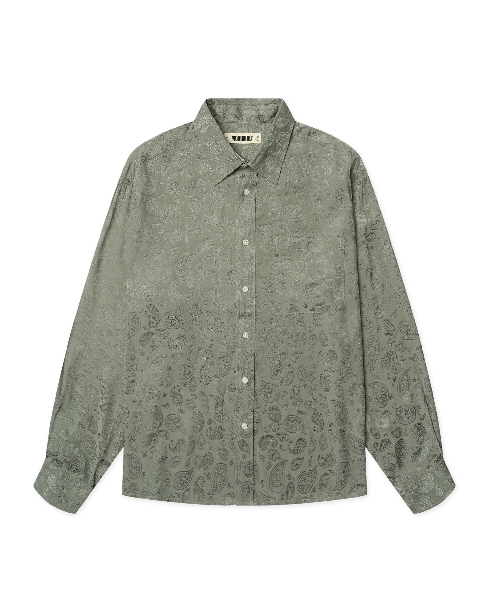 Woodbird WBBuzo Paisley Shirt Shirts Grey-Green