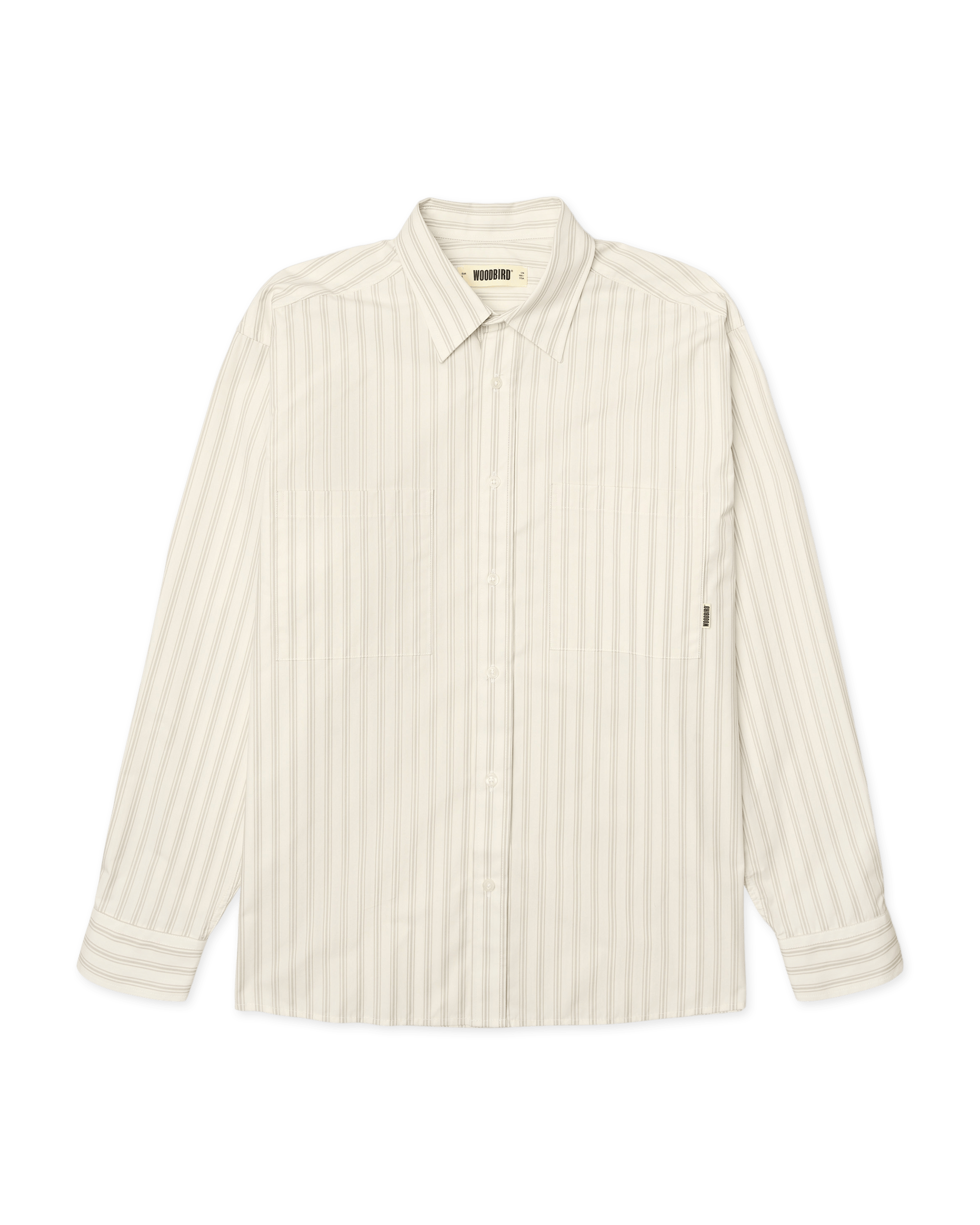 Woodbird WBBuzo Pocket Shirt Shirts Off White Stripe
