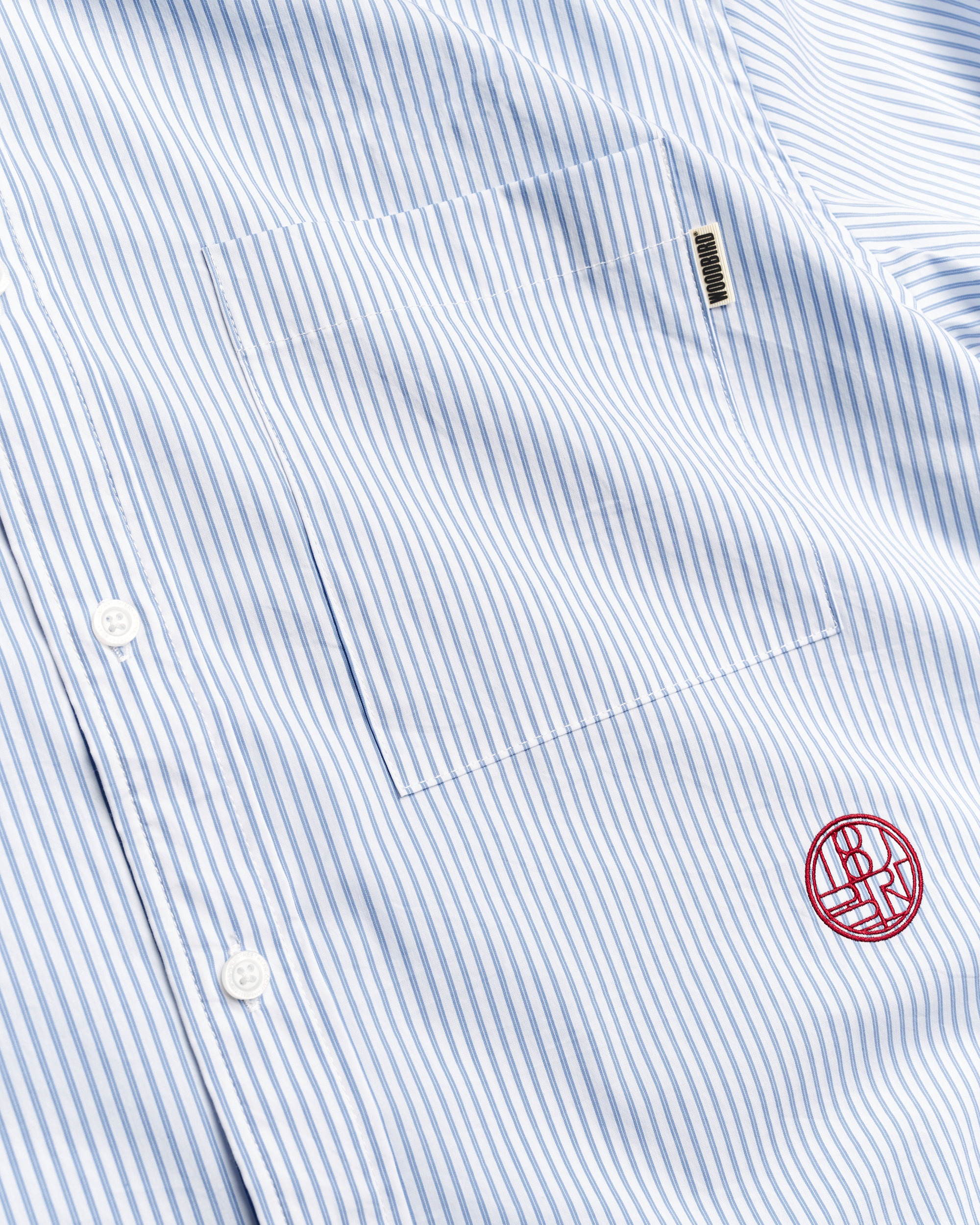 Woodbird WBBuzo Stripe EMB Shirt Shirts White-Blue