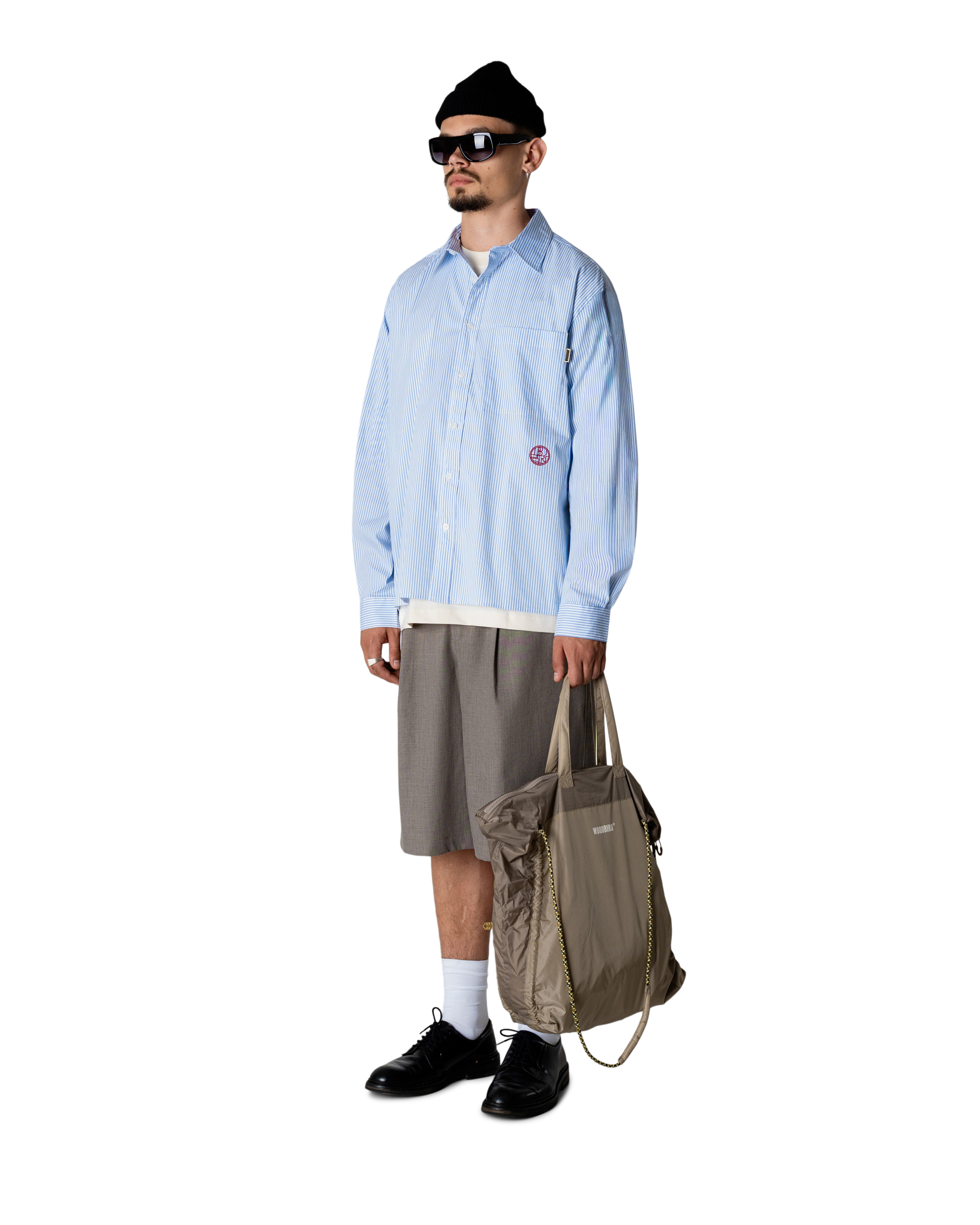 Woodbird WBBuzo Stripe EMB Shirt Shirts White-Blue